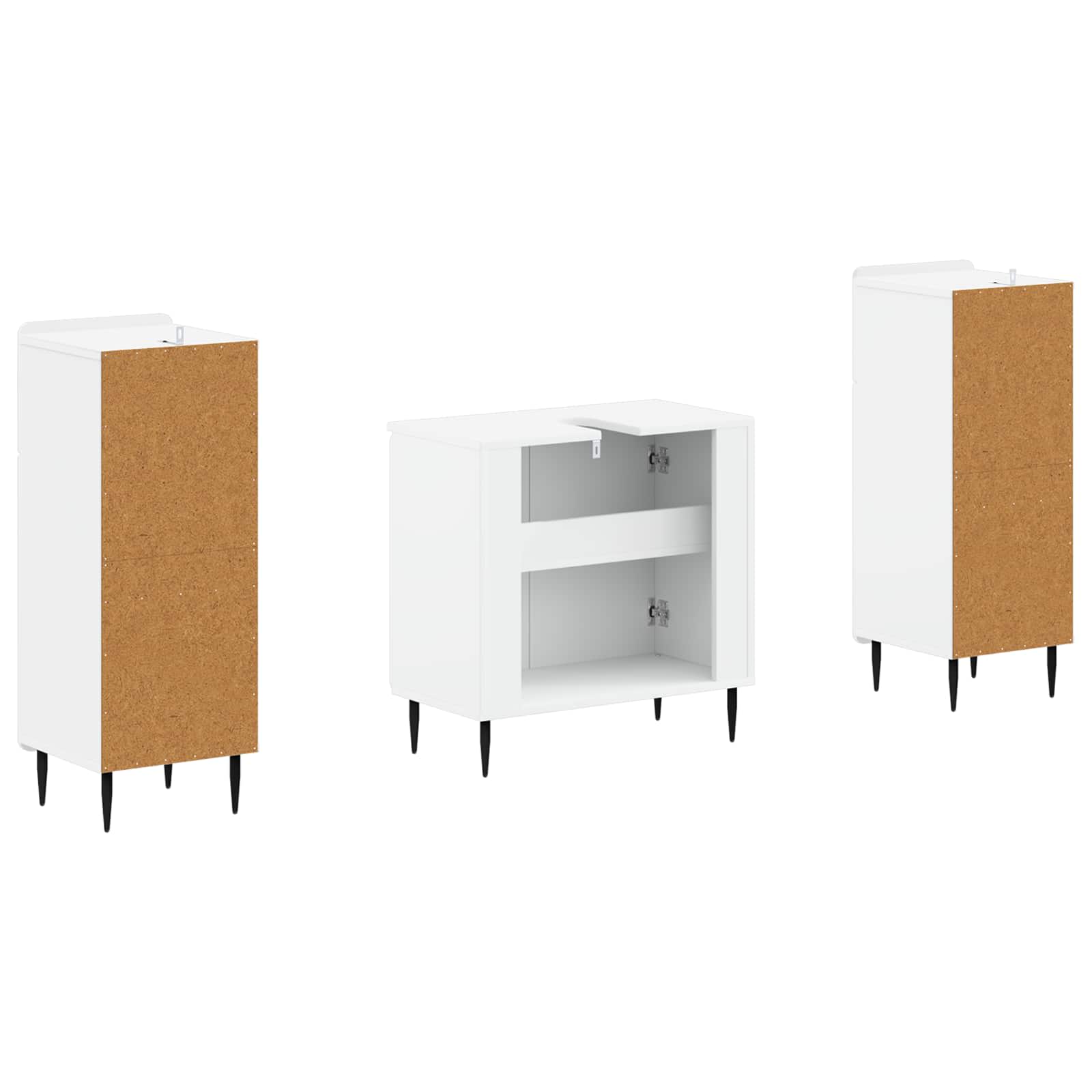 2 Piece Bathroom Cabinet Set ZWOLLE White Engineered Wood