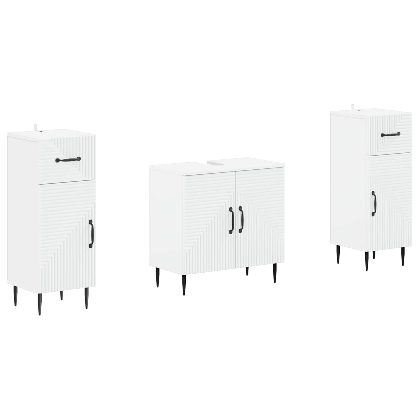 2 Piece Bathroom Cabinet Set HAARLEM White Engineered Wood