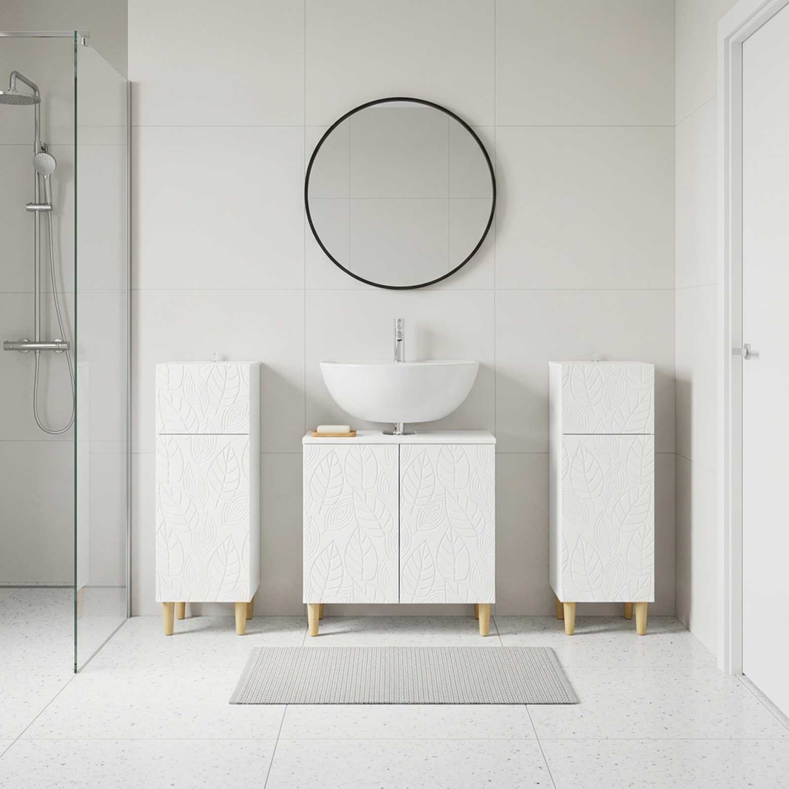 3 Piece Bathroom Cabinet Set DELFT White Engineered Wood