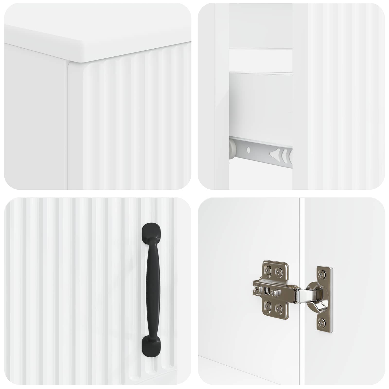2 Piece Bathroom Cabinet Set HOORN White Engineered Wood