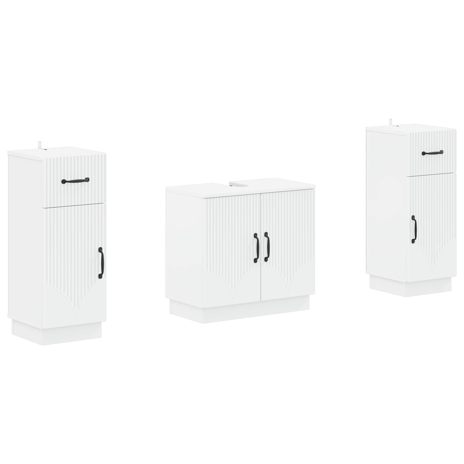 2 Piece Bathroom Cabinet Set HOORN White Engineered Wood