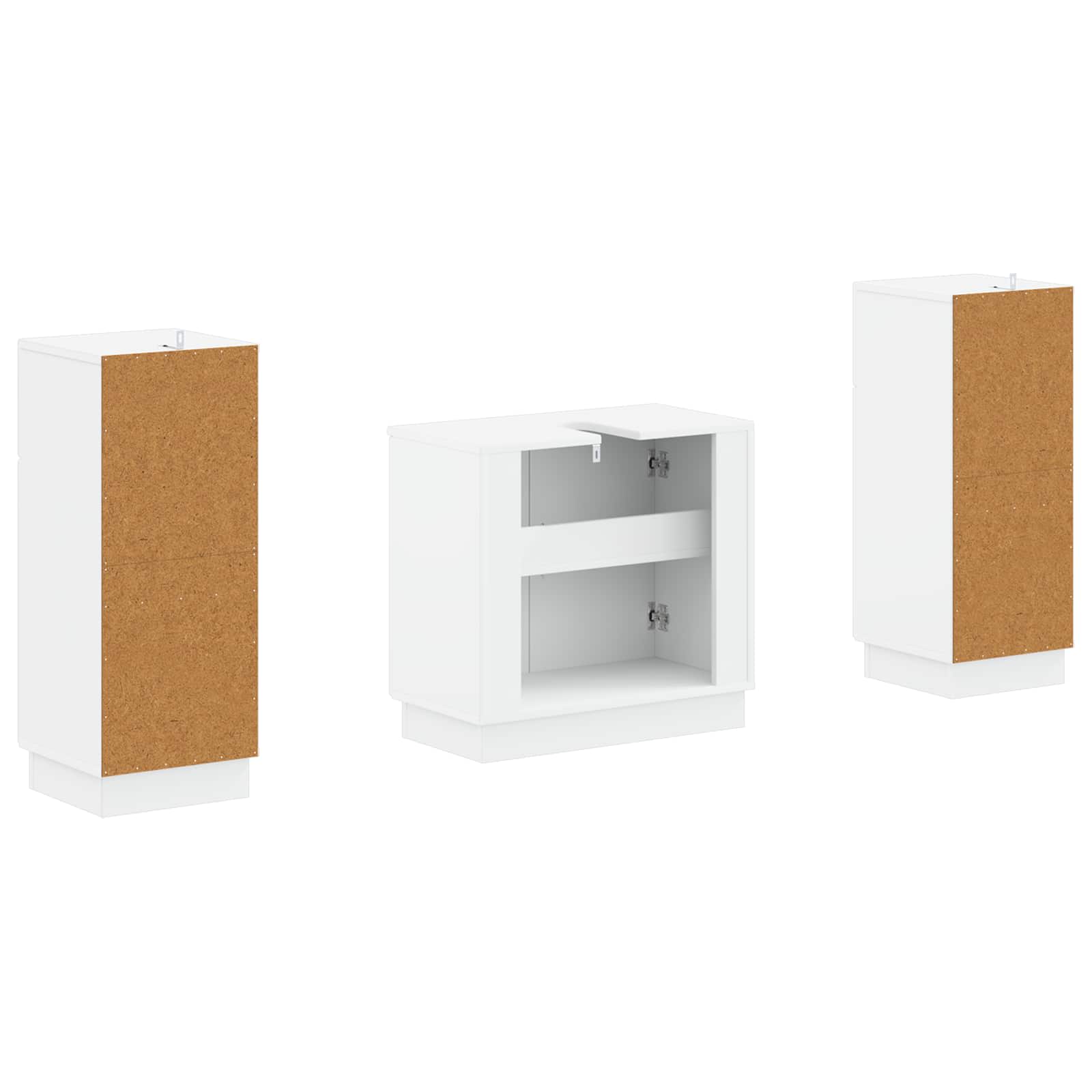 2 Piece Bathroom Cabinet Set HOORN White Engineered Wood