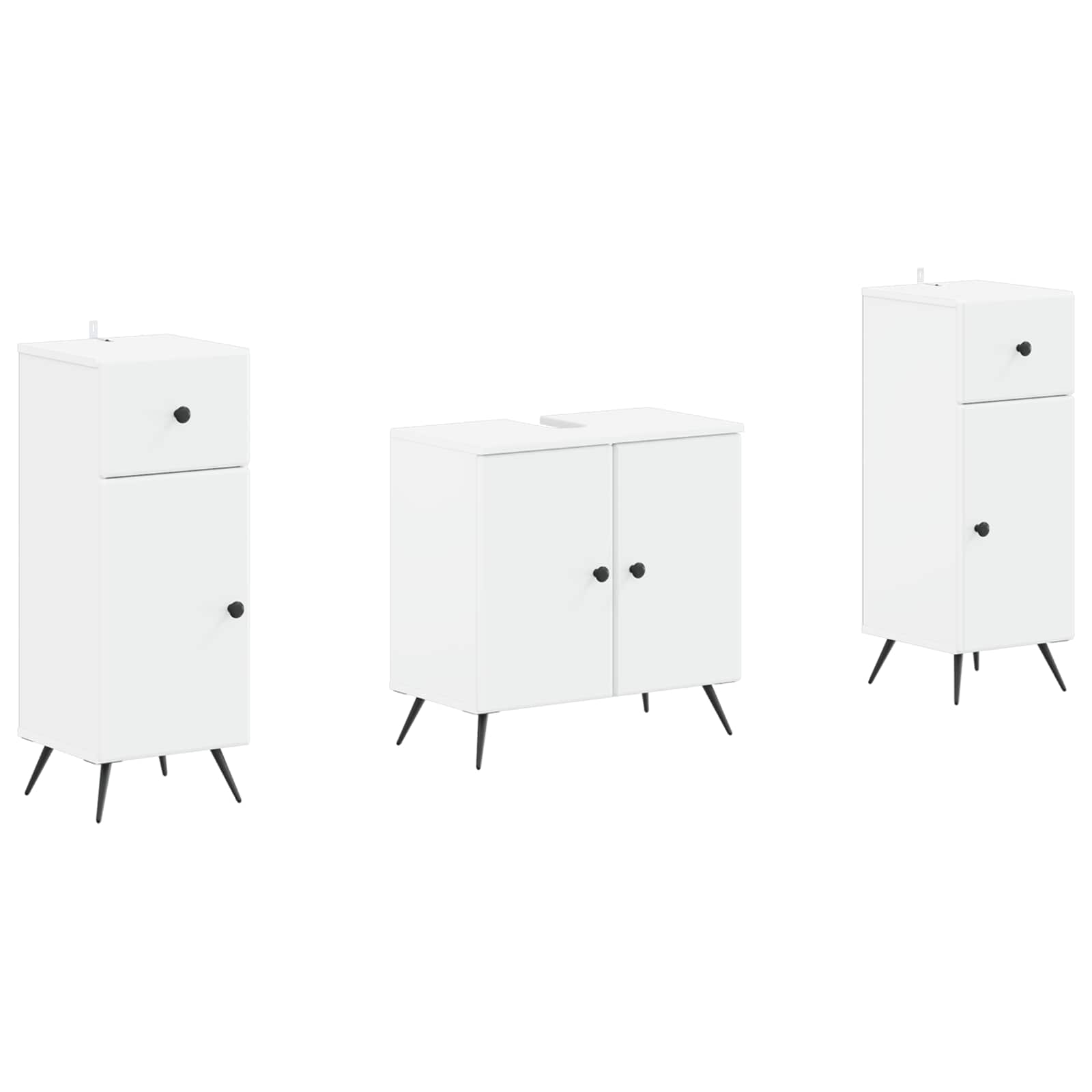2 Piece Bathroom Cabinet Set BREDA White Engineered Wood