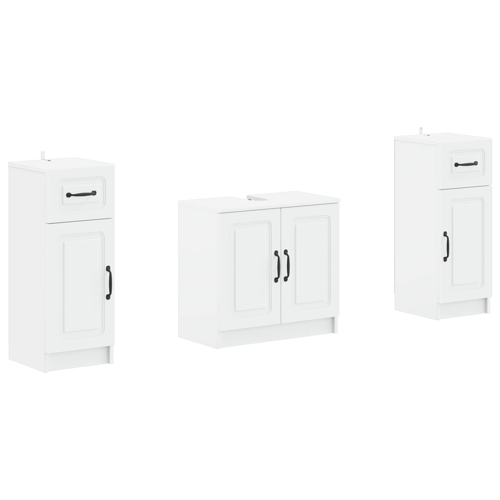 2 Piece Bathroom Cabinet Set UTRECHT White Engineered Wood