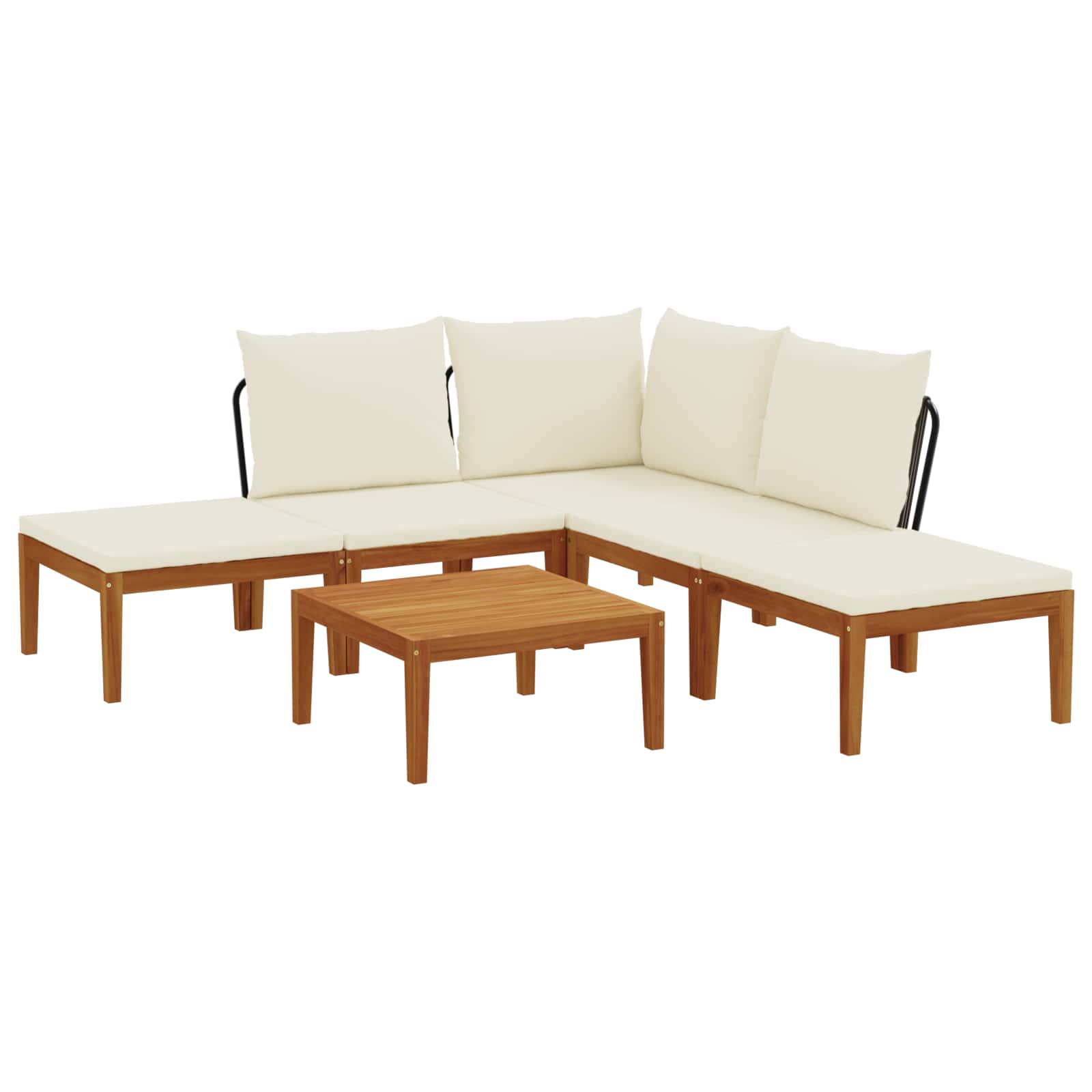 6 pcs Garden Lounge Set Solid Acacia Wood & Rope Natural
