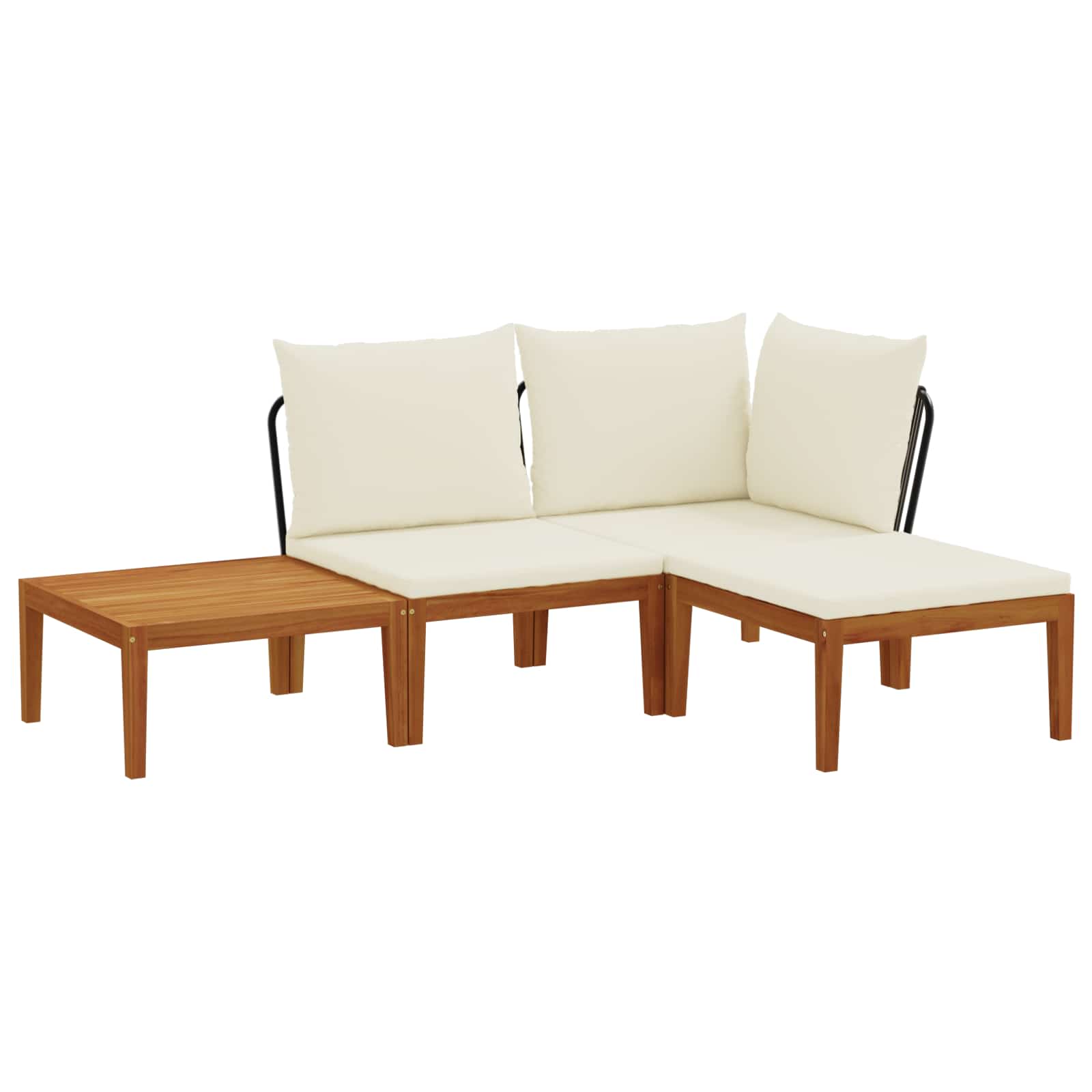 4 pcs Garden Lounge Set Solid Acacia Wood & Rope Natural