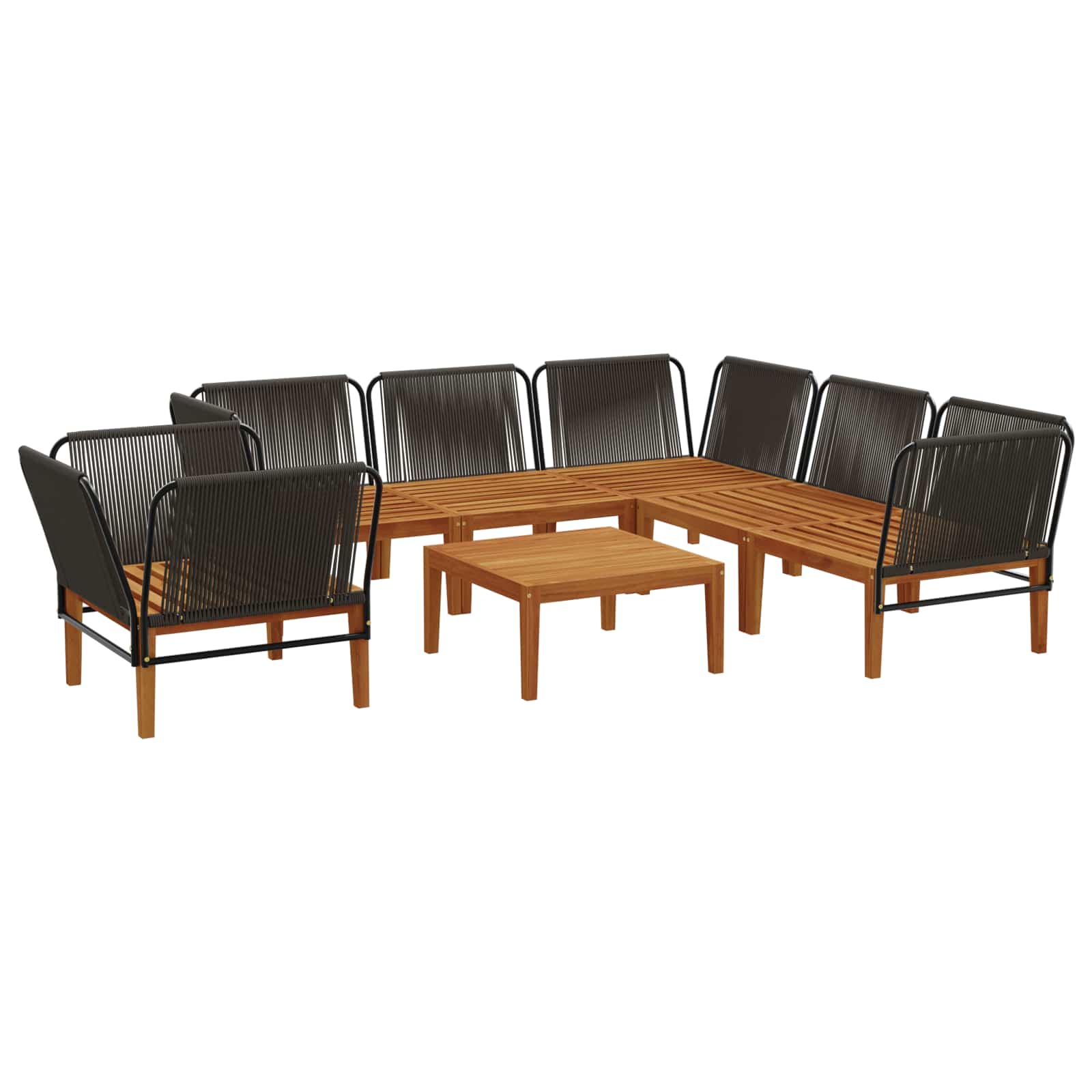 7 pcs Garden Lounge Set Solid Acacia Wood & Rope Natural