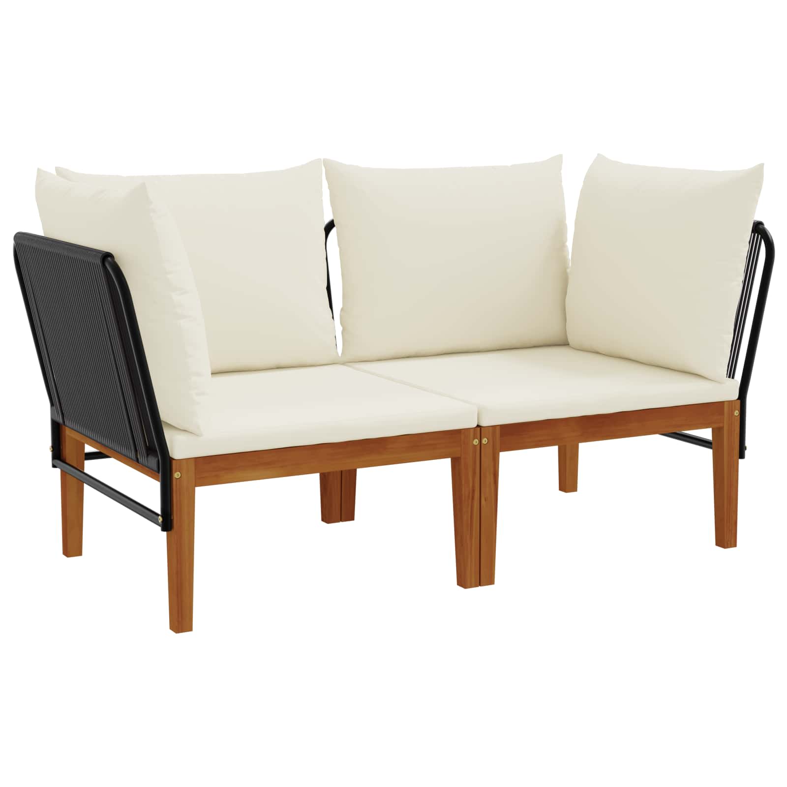 2 pcs Garden Lounge Set Solid Acacia Wood & Rope Natural