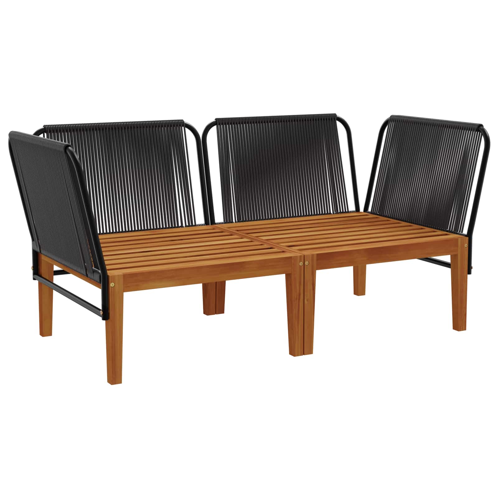 2 pcs Garden Lounge Set Solid Acacia Wood & Rope Natural