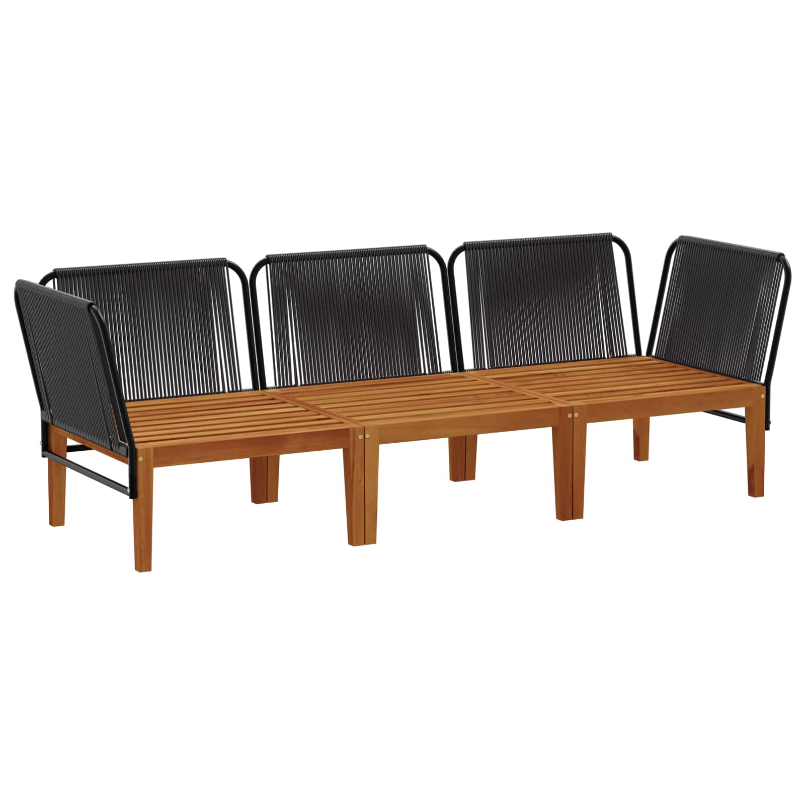 3 pcs Garden Lounge Set Solid Acacia Wood & Rope Natural