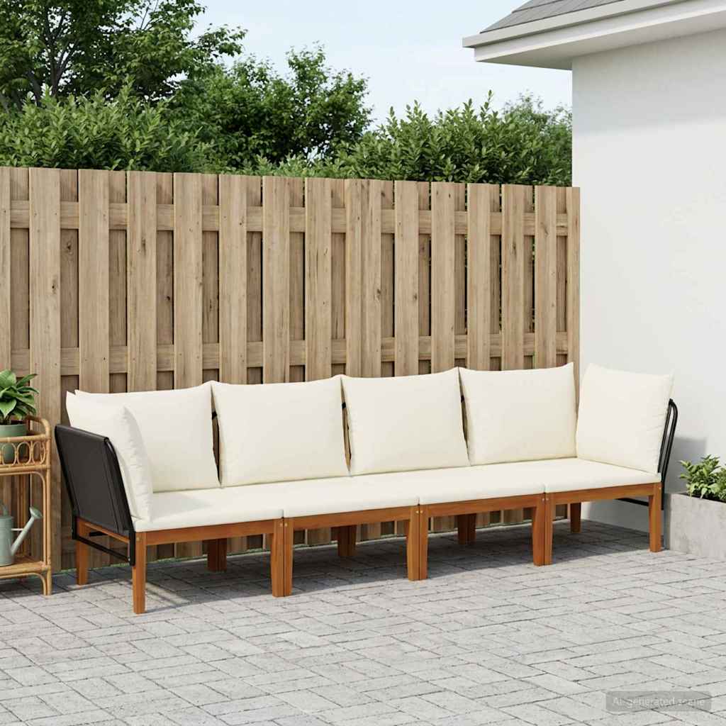 4 pcs Garden Lounge Set Solid Acacia Wood & Rope Natural