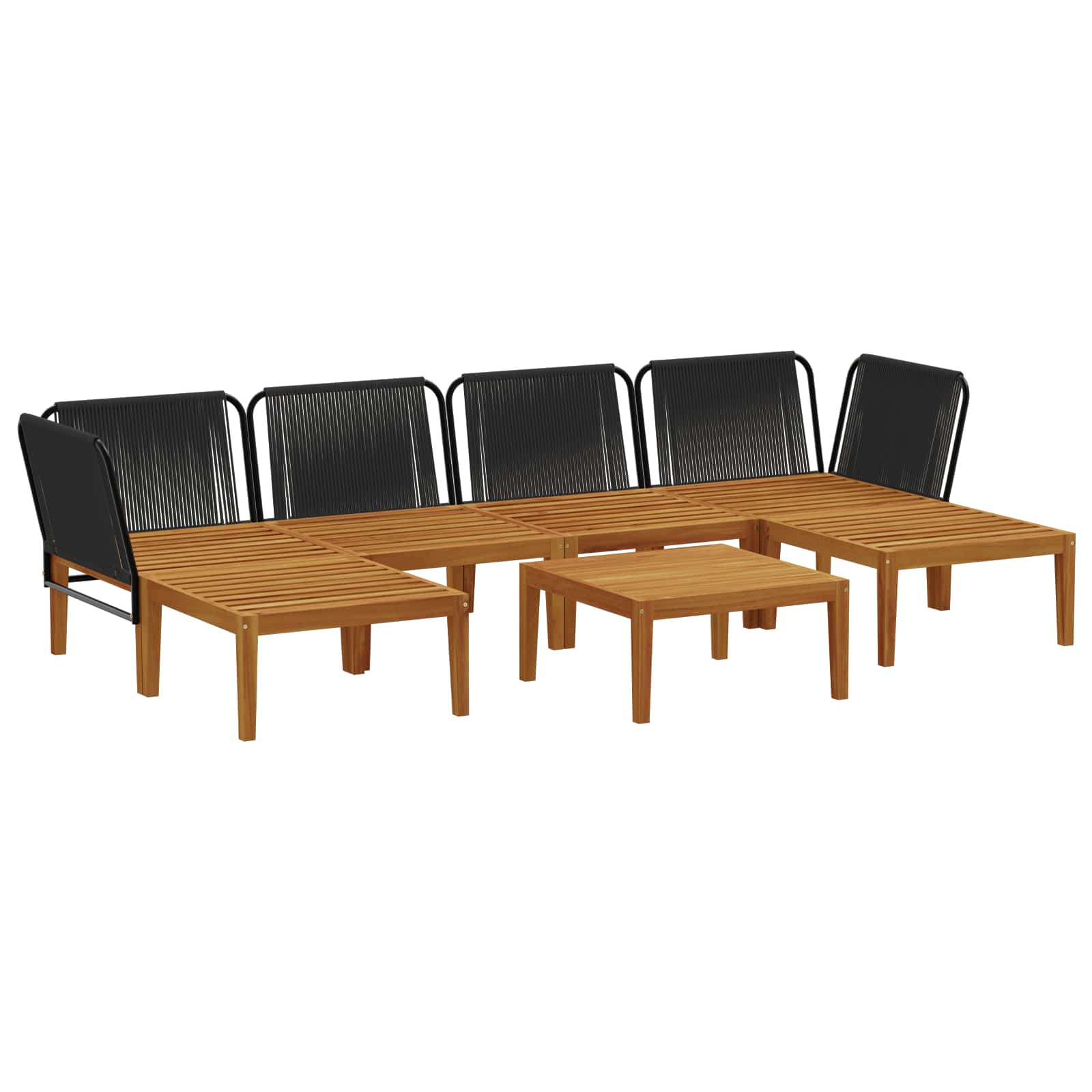 7 pcs Garden Lounge Set Solid Acacia Wood & Rope Natural
