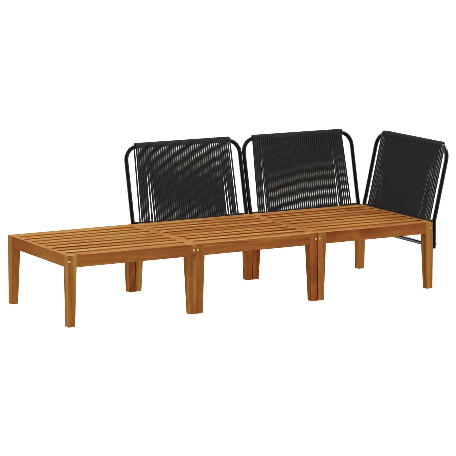 3 pcs Garden Lounge Set Solid Acacia Wood & Rope Natural