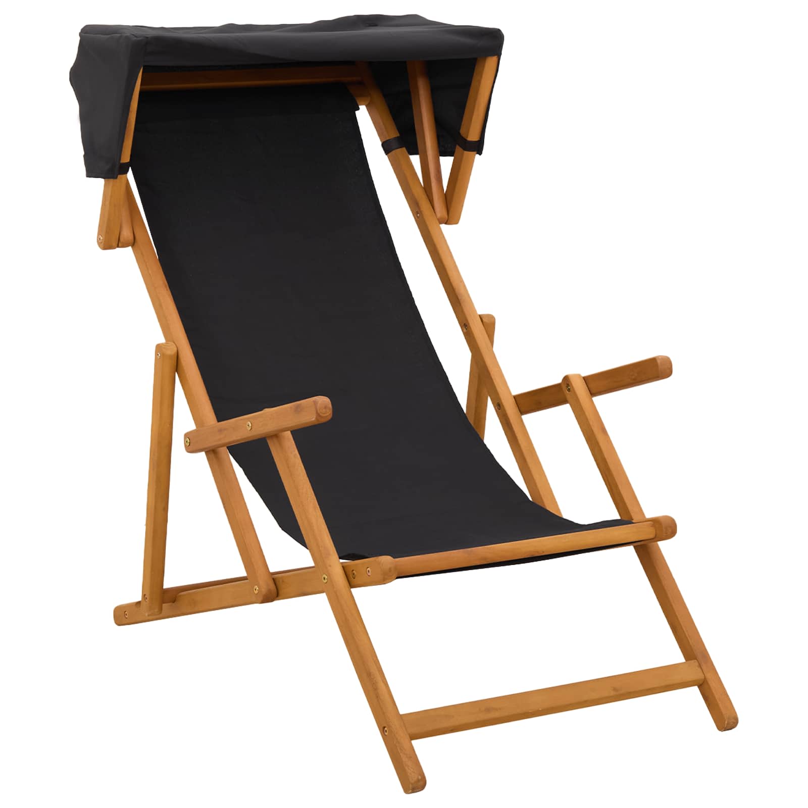 Deck Chair 4 pcs 3 Position Solid Eucalyptus Wood Black