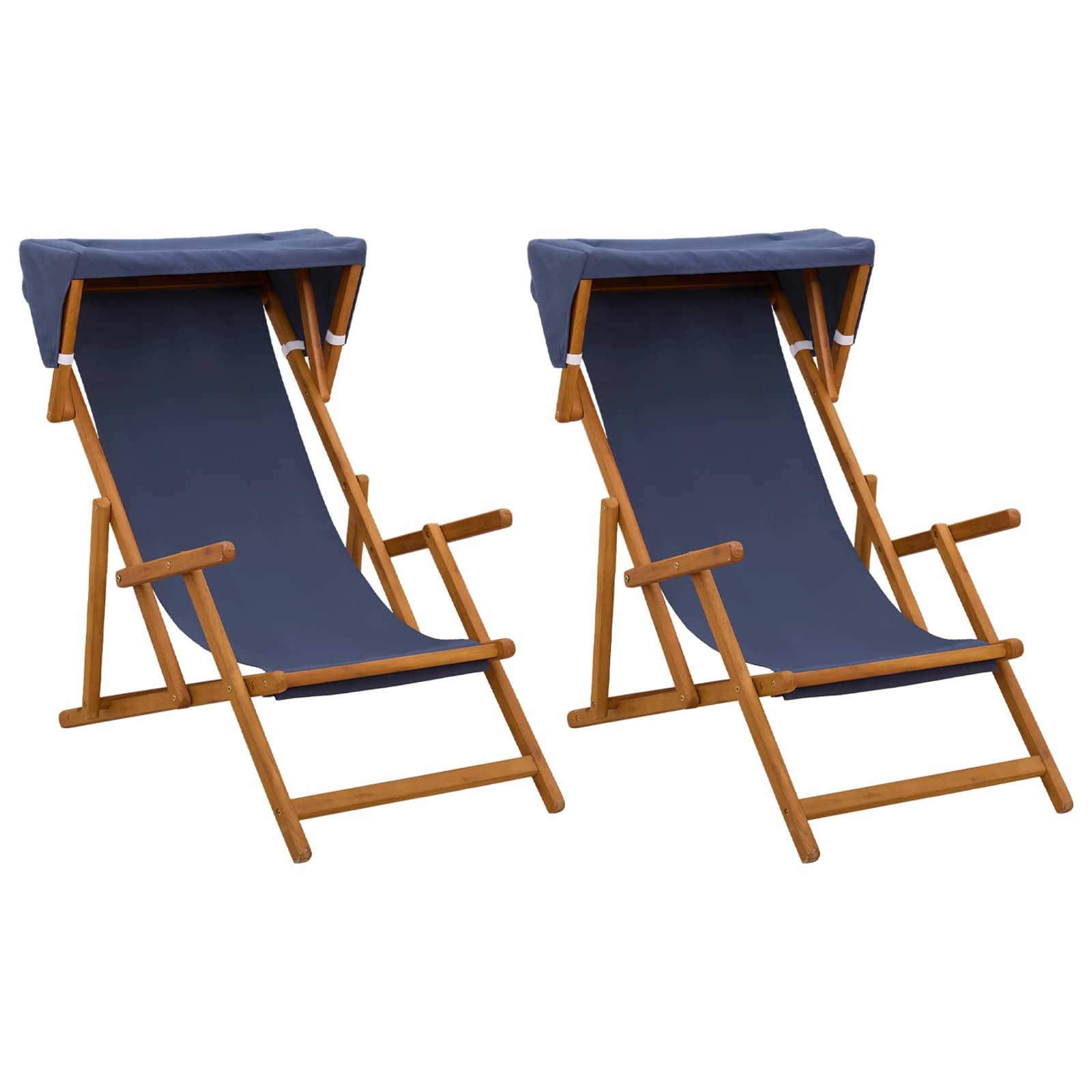 Deck Chair 2 pcs 3 Position Solid Eucalyptus Wood Blue