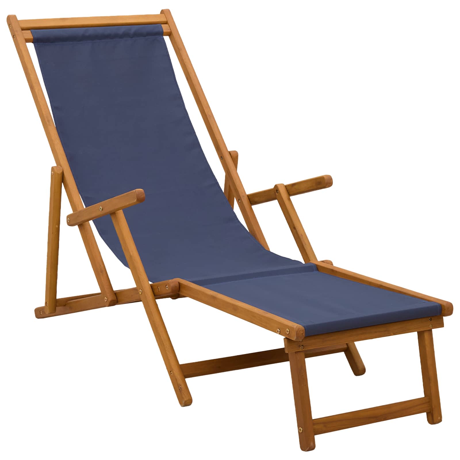 Folding Sun Lounger 2 pcs 3 Position Solid Eucalyptus Wood Blue