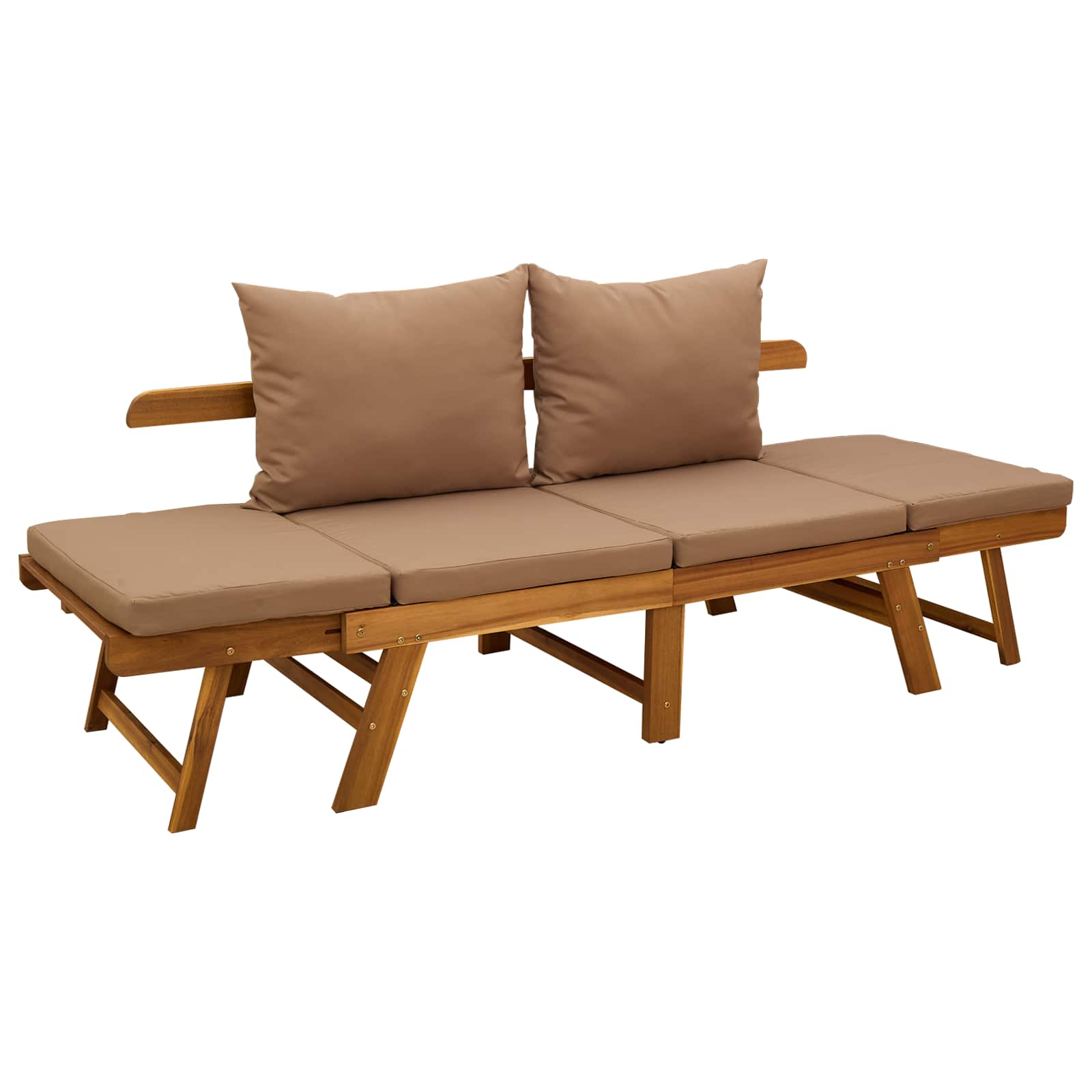 3-in-1 garden bench with cushions Solid Acacia Wood Natural