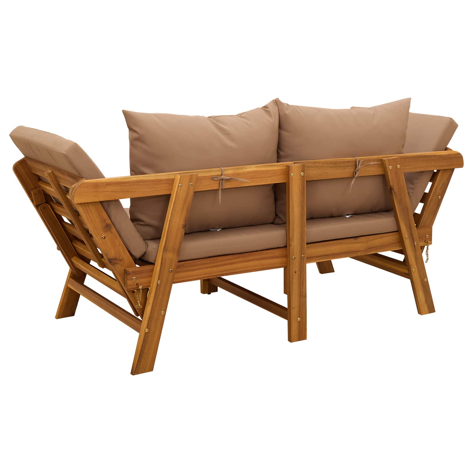 3-in-1 garden bench with cushions Solid Acacia Wood Natural