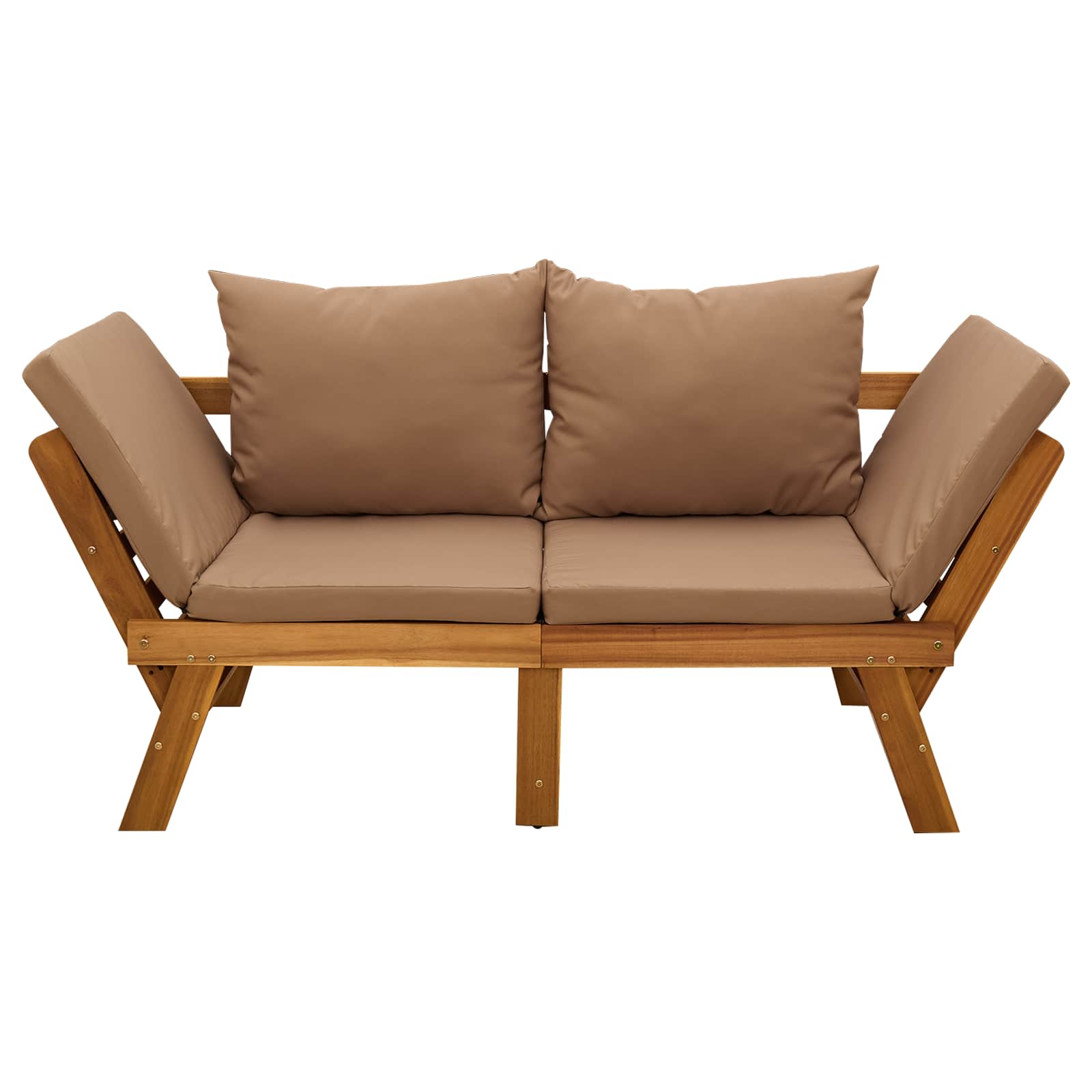 3-in-1 garden bench with cushions Solid Acacia Wood Natural