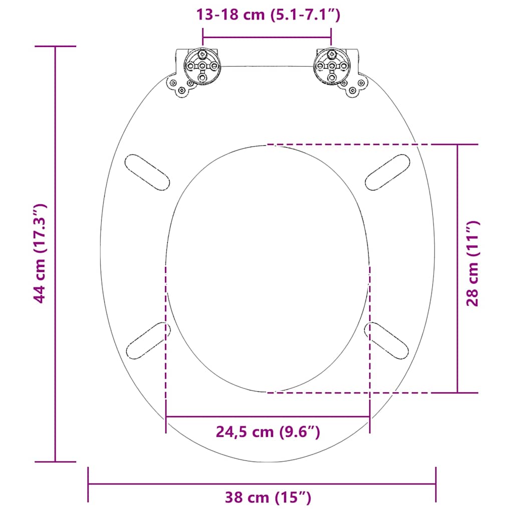 Soft-Close Toilet Seat Multicolour 44 x 38 cm MDF board