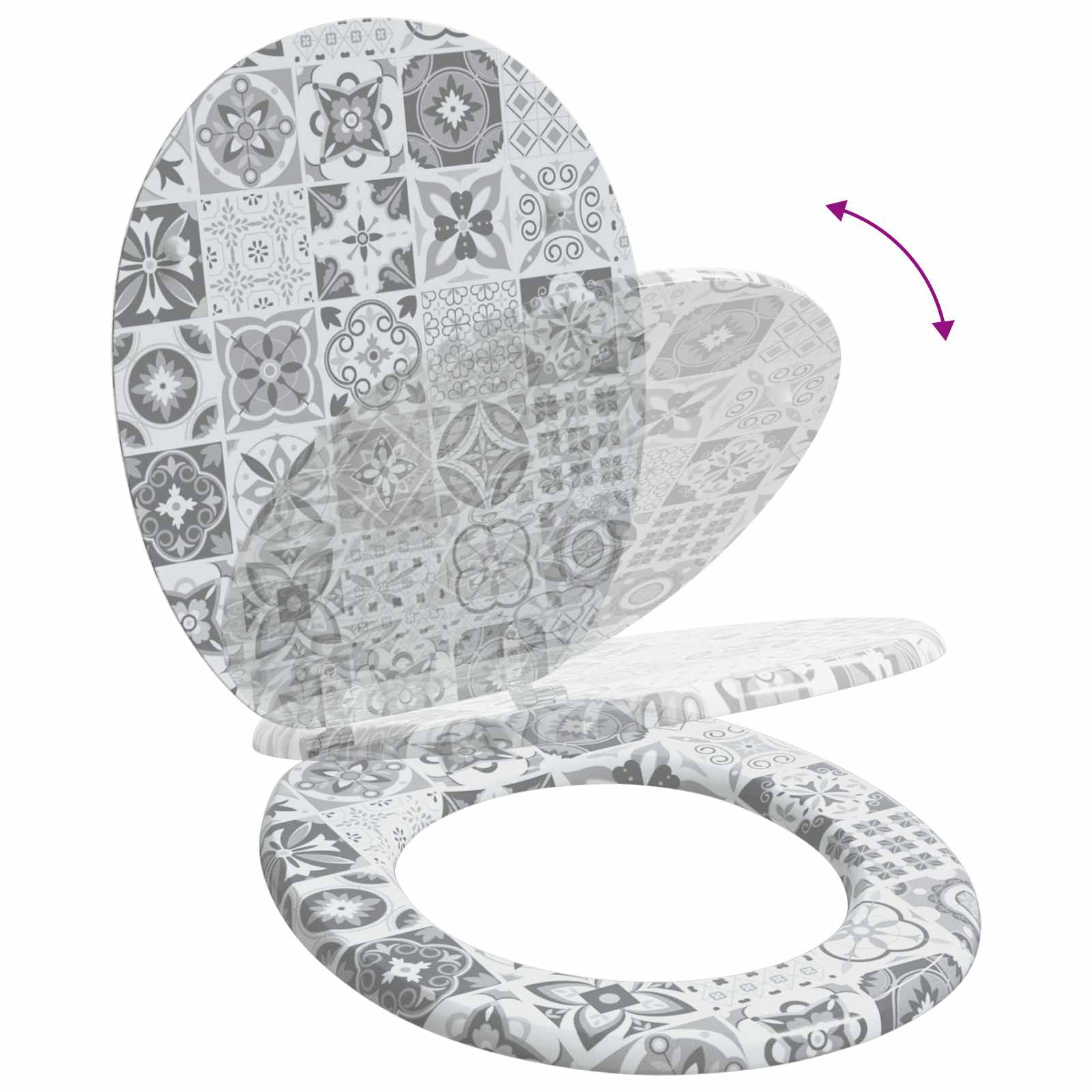 Soft-Close Toilet Seat Grey 44 x 38 cm MDF board