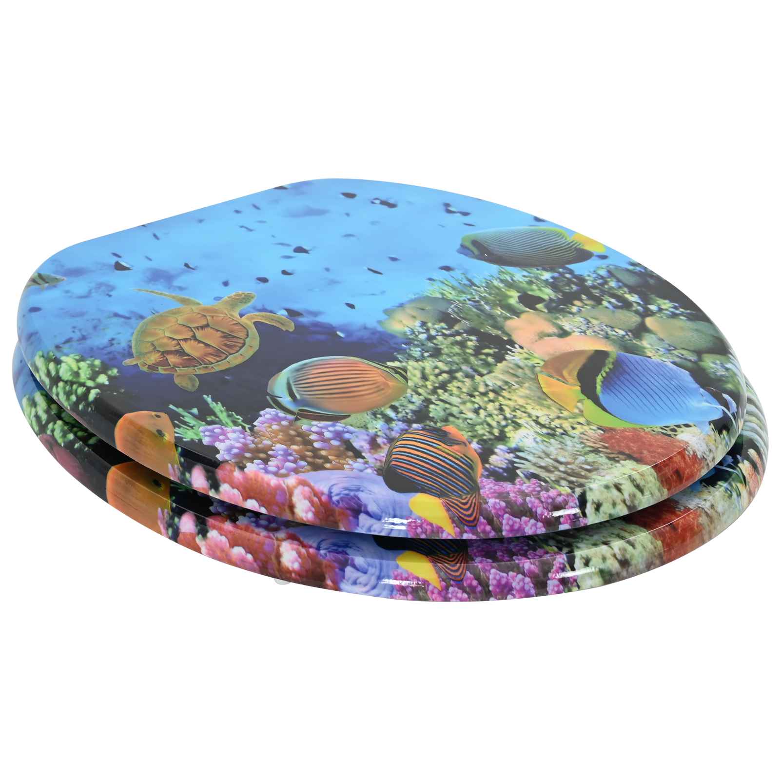 Soft-Close Toilet Seat Deep Sea Blue 44 x 38 cm MDF board
