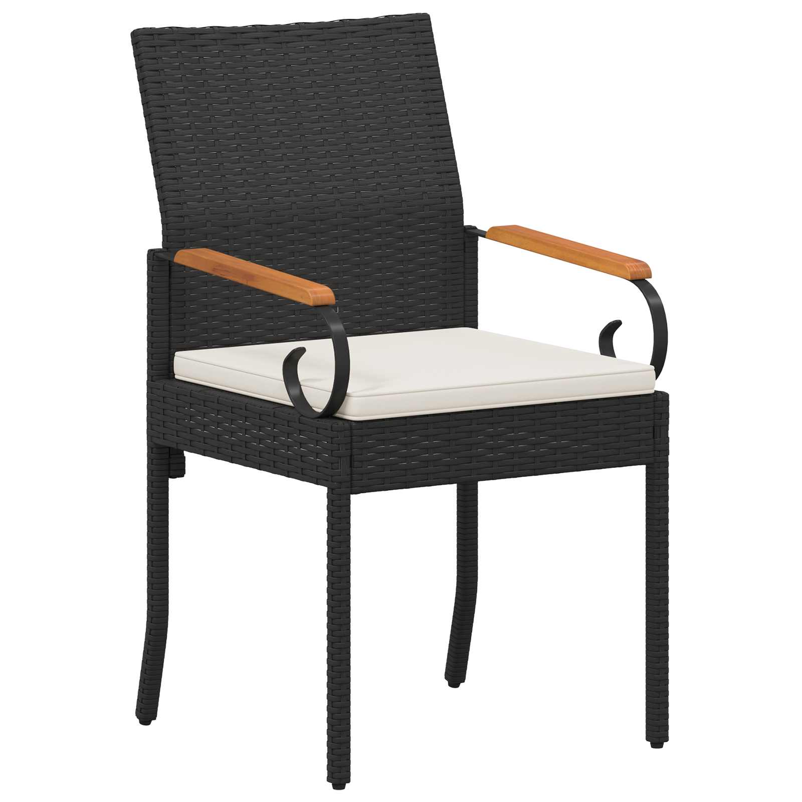 Garden Chairs with Cushion 2 pcs Black and Cream White