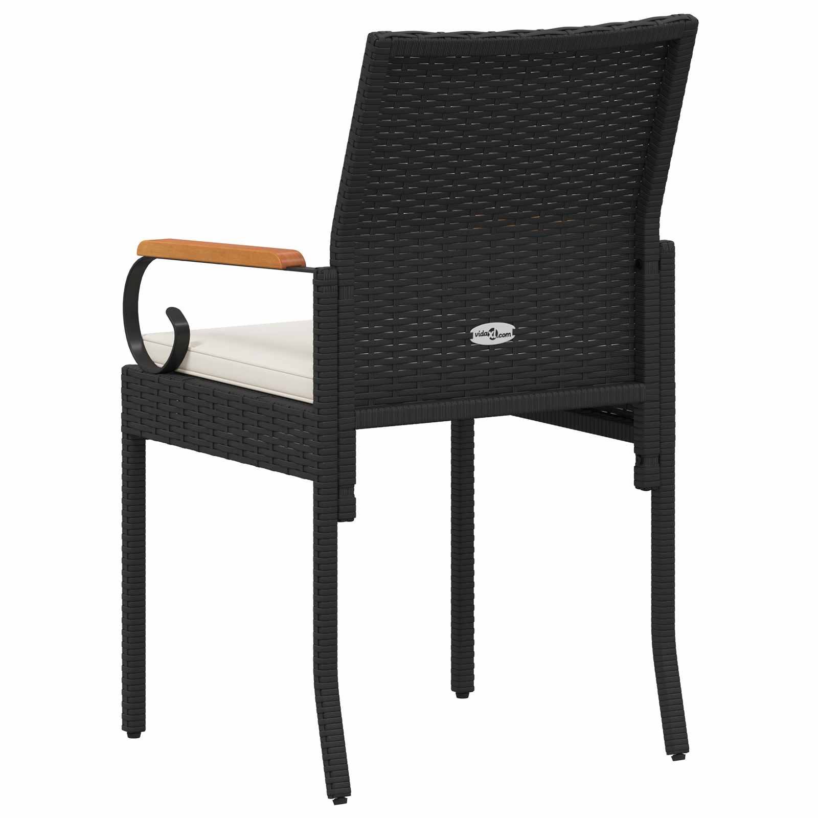 Garden Chairs with Cushion 2 pcs Black and Cream White