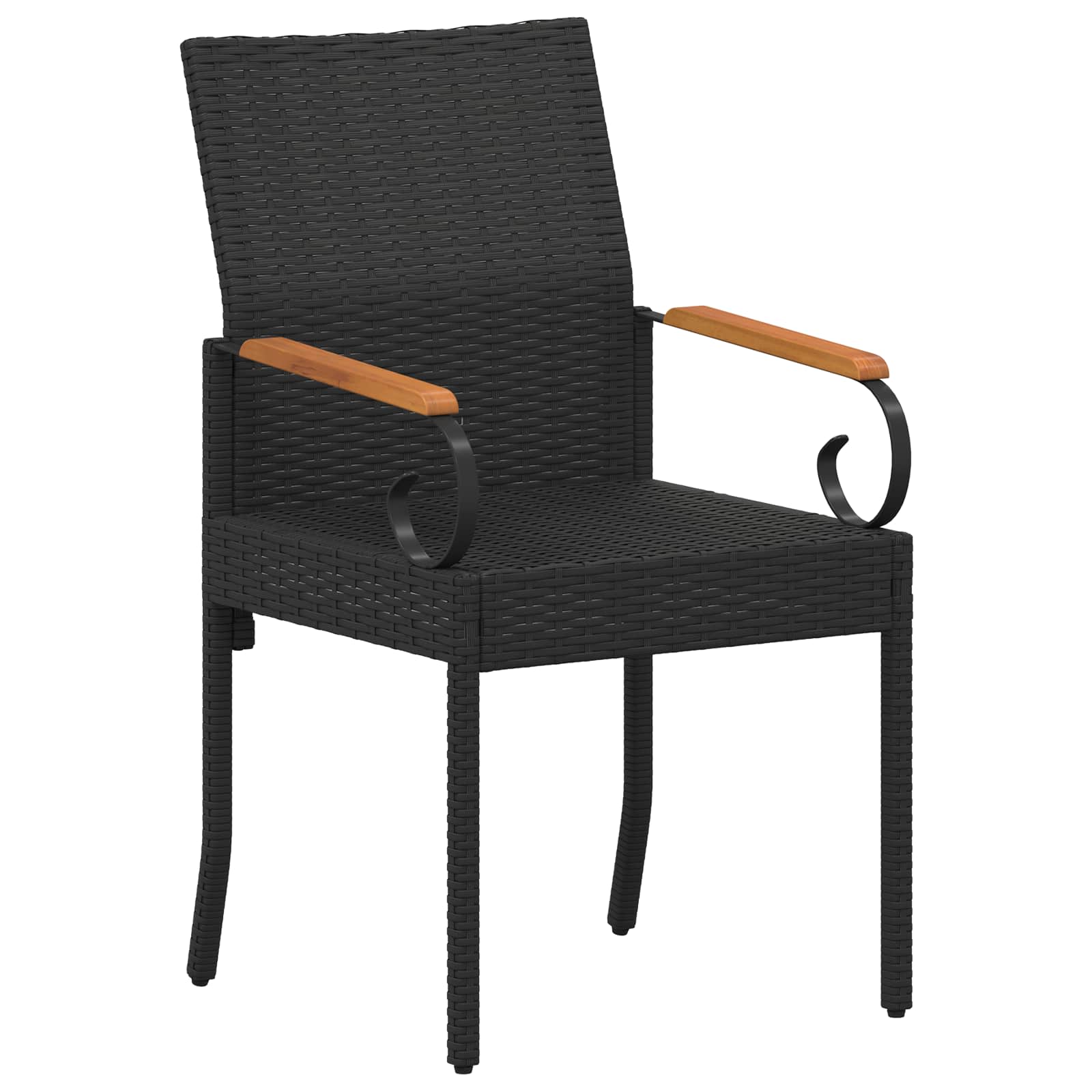 Garden Chairs with Cushion 4 pcs Black and Cream White