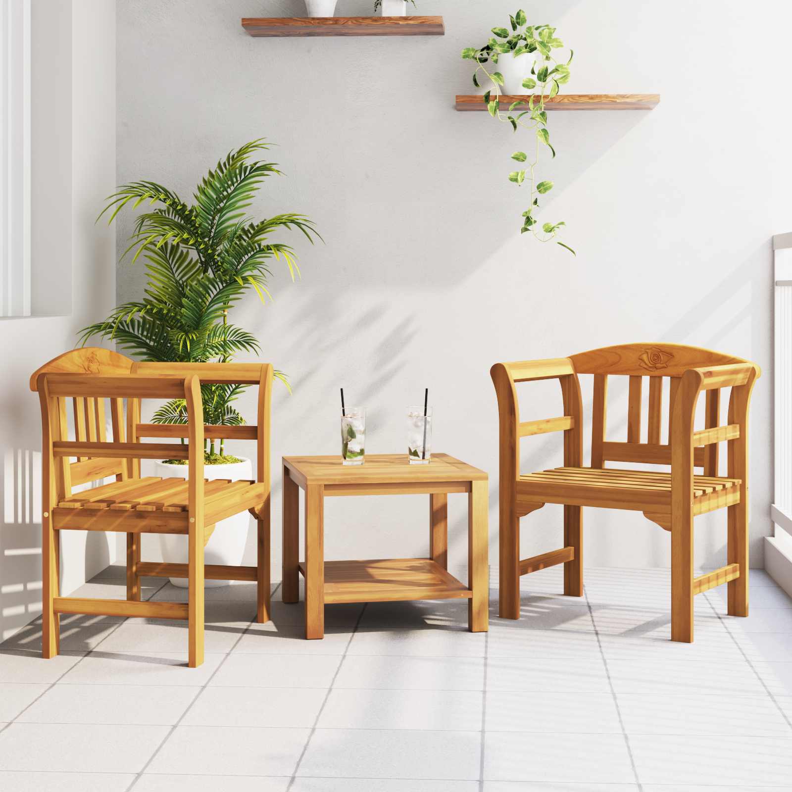 Rose Bench Natural 68.5 x 46 x 82.5 cm Solid Acacia Wood