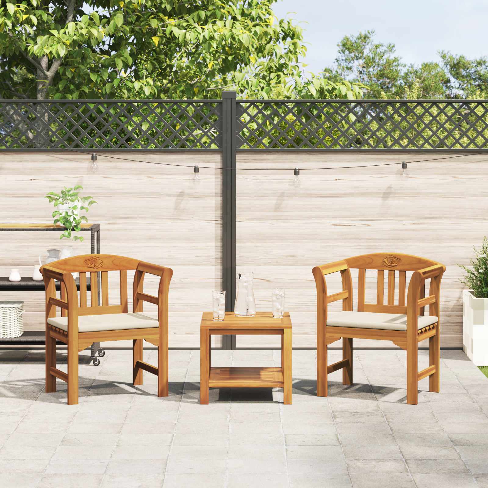 Rose Bench Natural 68.5 x 46 x 82.5 cm Solid Acacia Wood