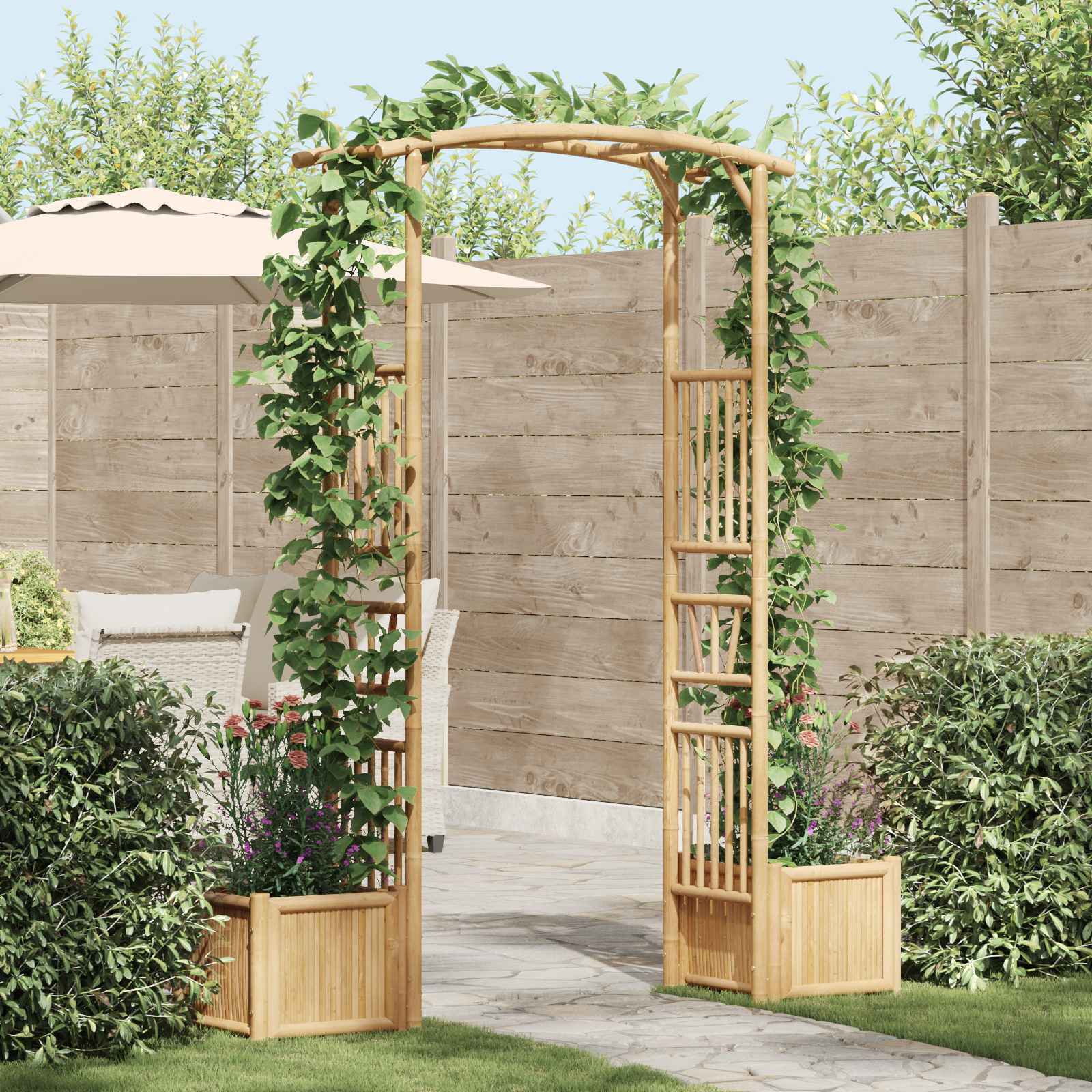 Garden Arch Natural 177 x 40 x 205 cm Bamboo