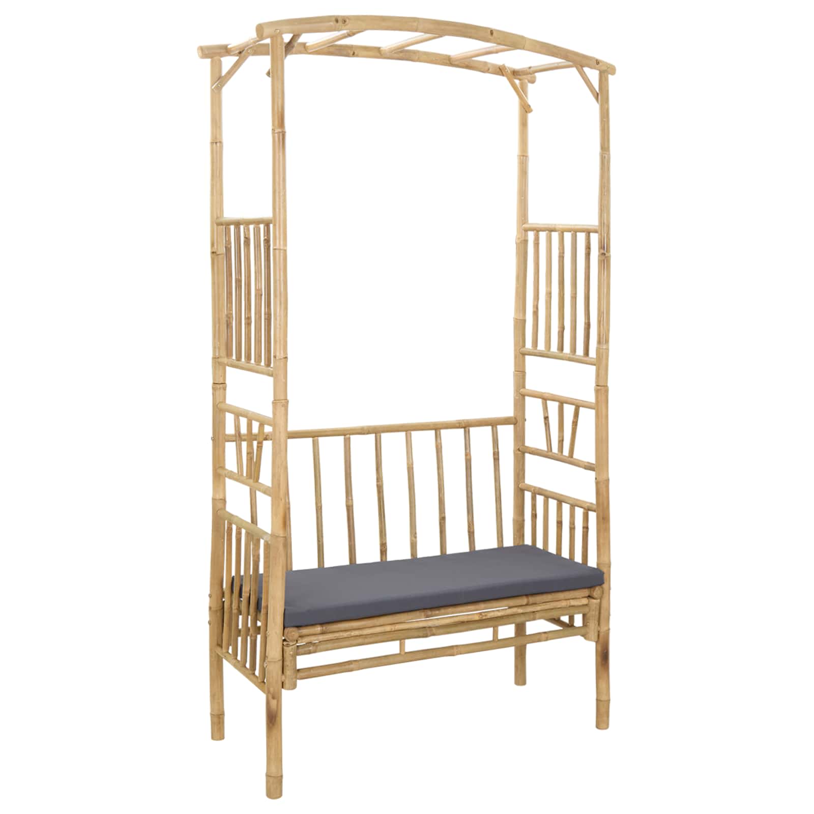 Garden Arch with Bench Dark Grey 115 x 50 x 205 cm Bamboo