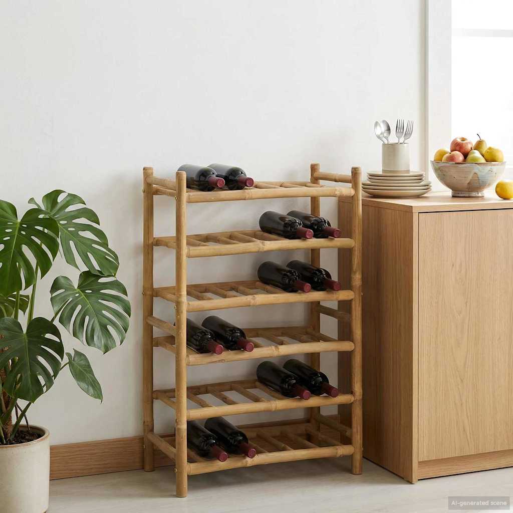 Wine Rack Natural 57 x 29.5 x 72 cm Bamboo