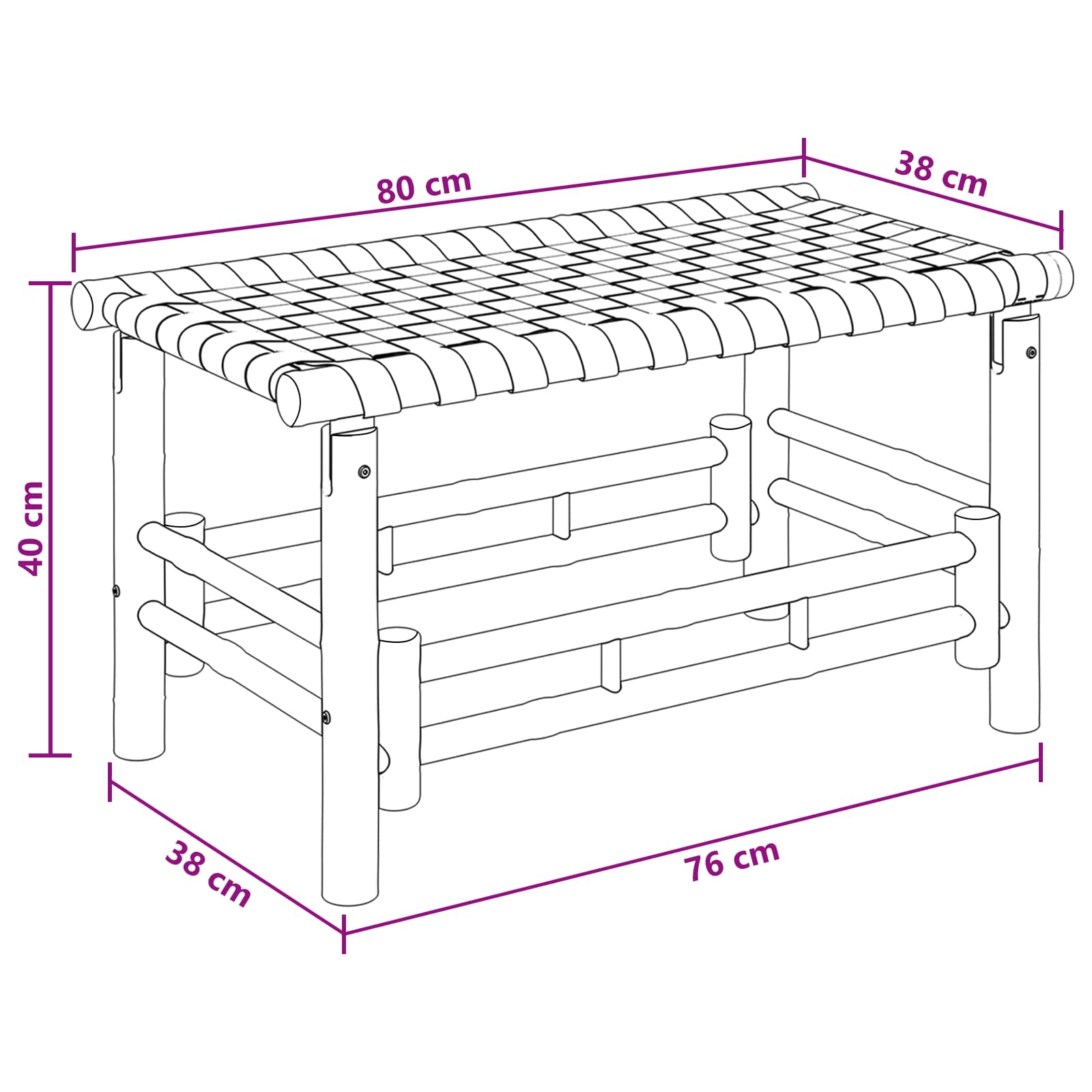 Garden Bench 80 x 38 x 40 cm Bamboo Natural Rectangular