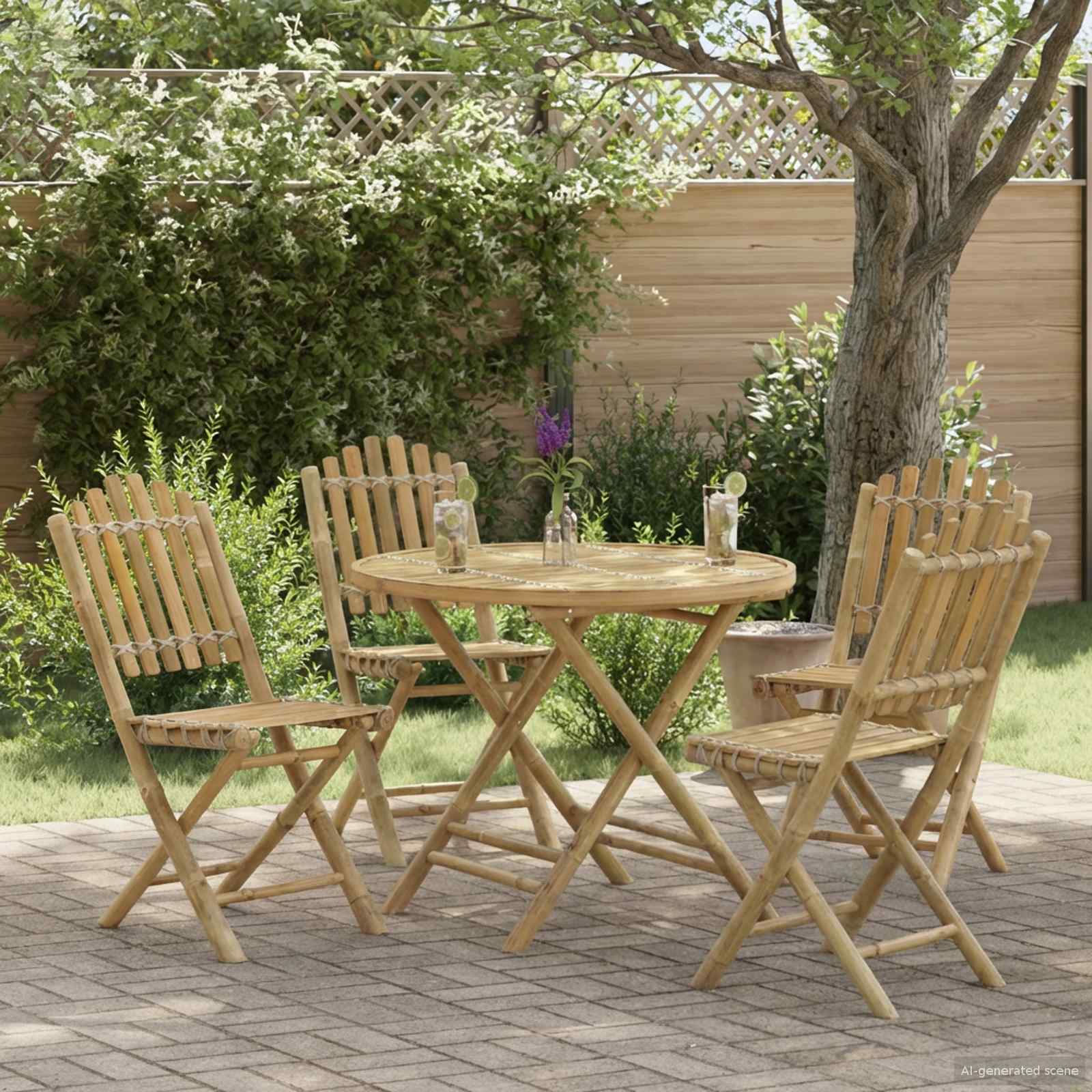 Garden Table Natural 80 x 70 cm Bamboo
