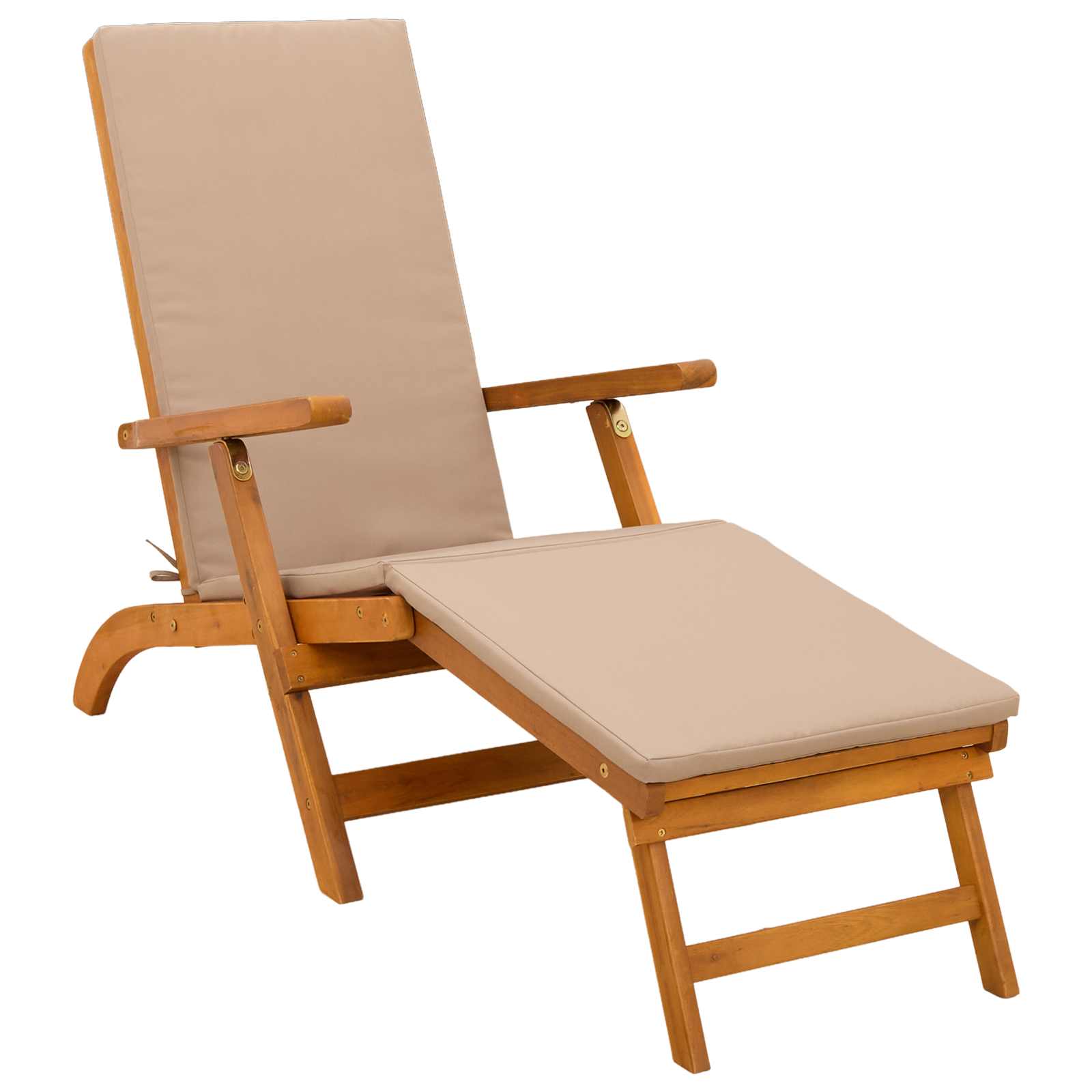 Reclining and Folding Sunlounger Solid Acacia Wood