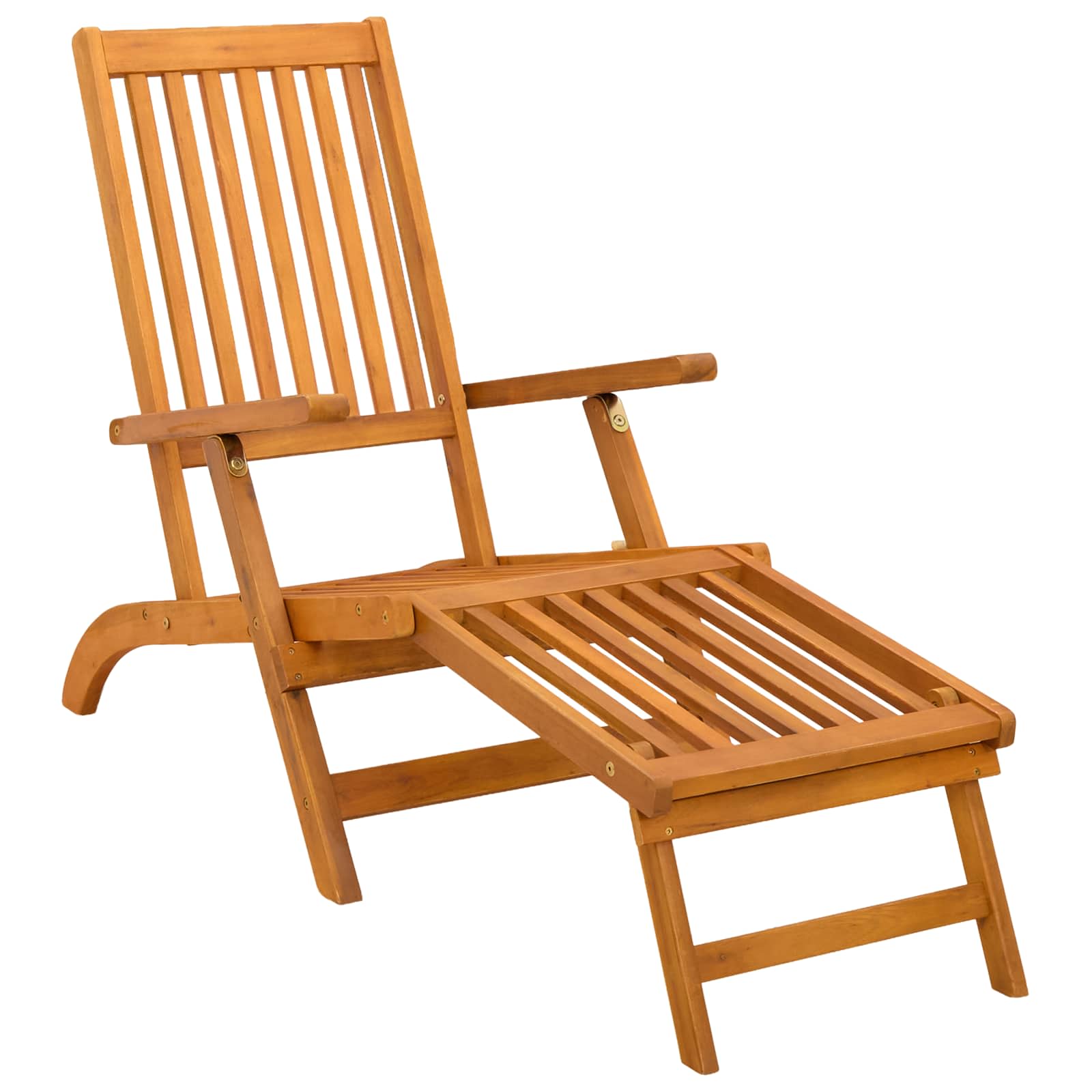Reclining and Folding Sunlounger Solid Acacia Wood