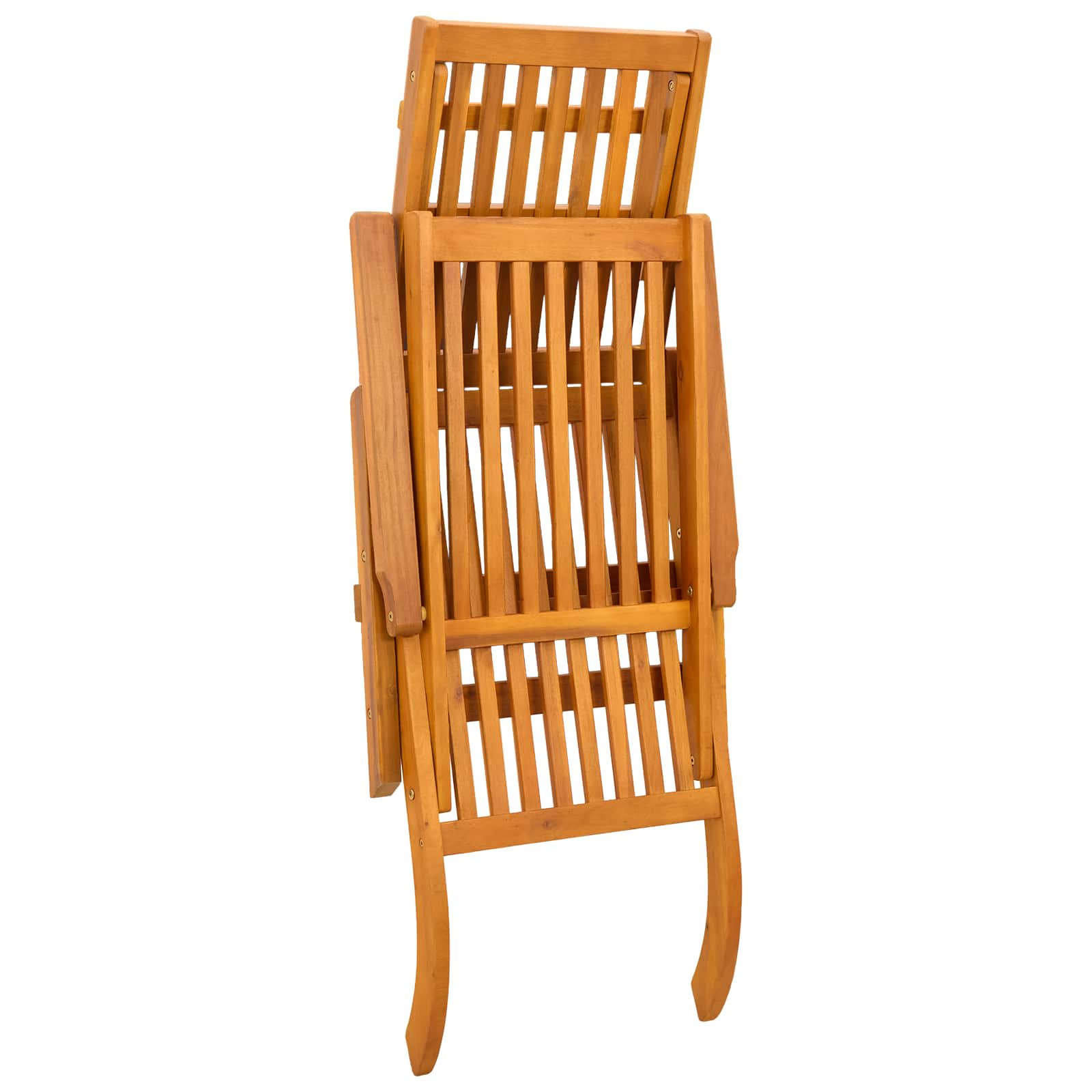 Reclining and Folding Sunlounger Solid Acacia Wood