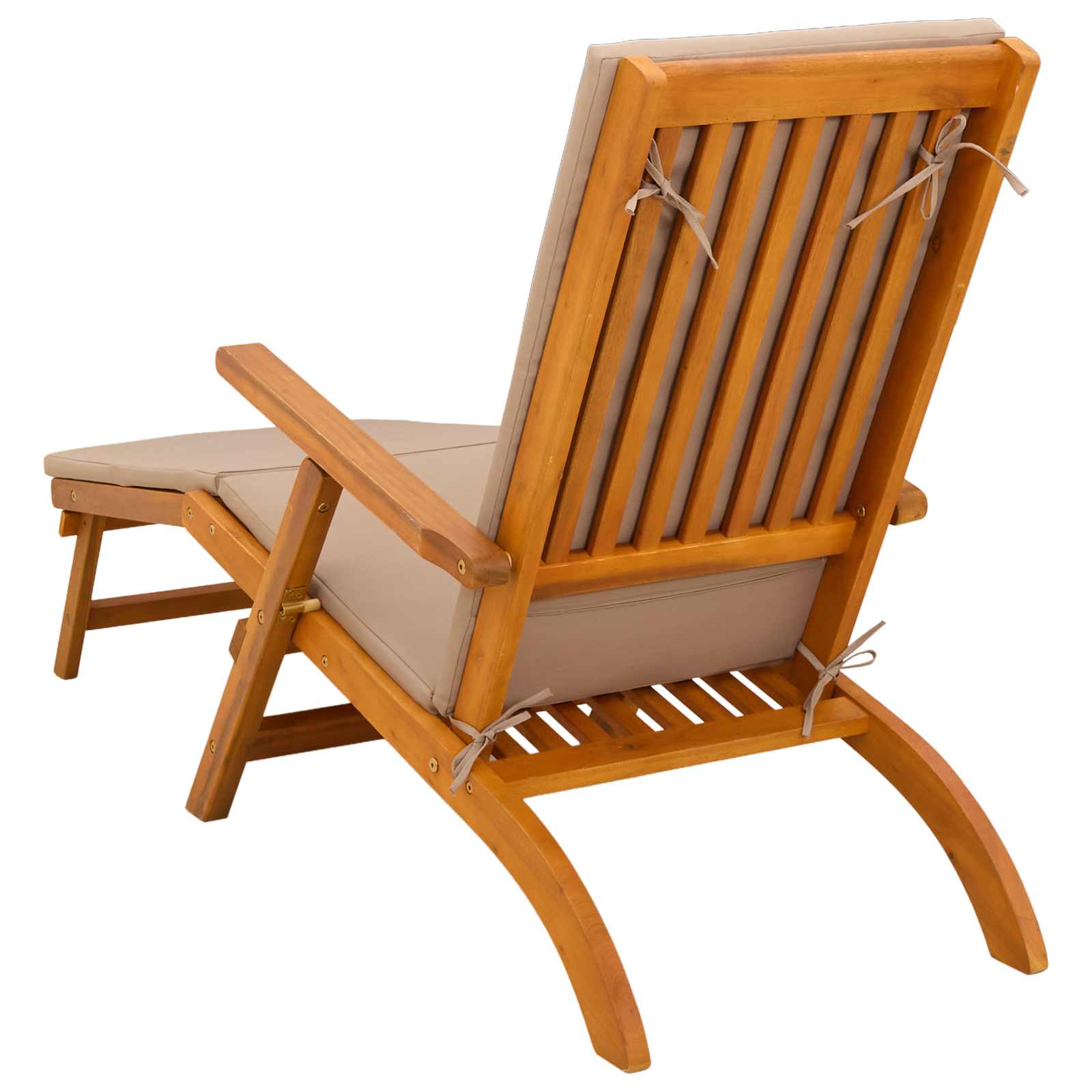 Reclining and Folding Sunlounger Solid Acacia Wood