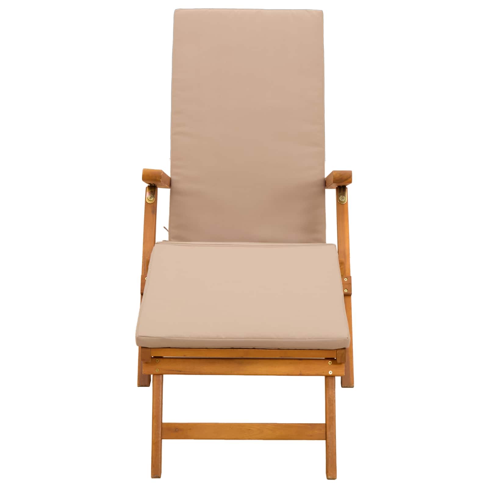 Reclining and Folding Sunlounger Solid Acacia Wood