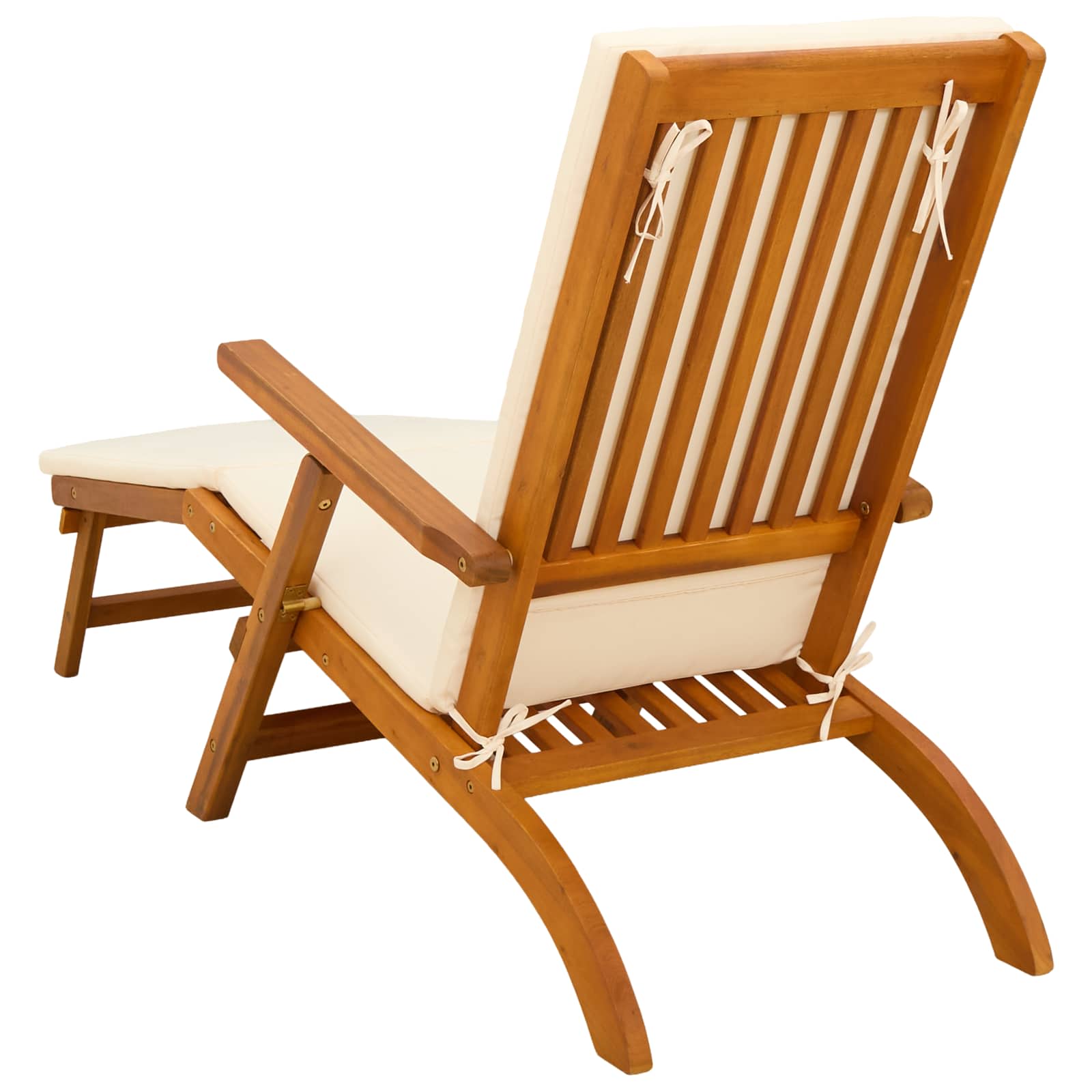 Reclining and Folding Sunlounger 2 pcs Solid Acacia Wood