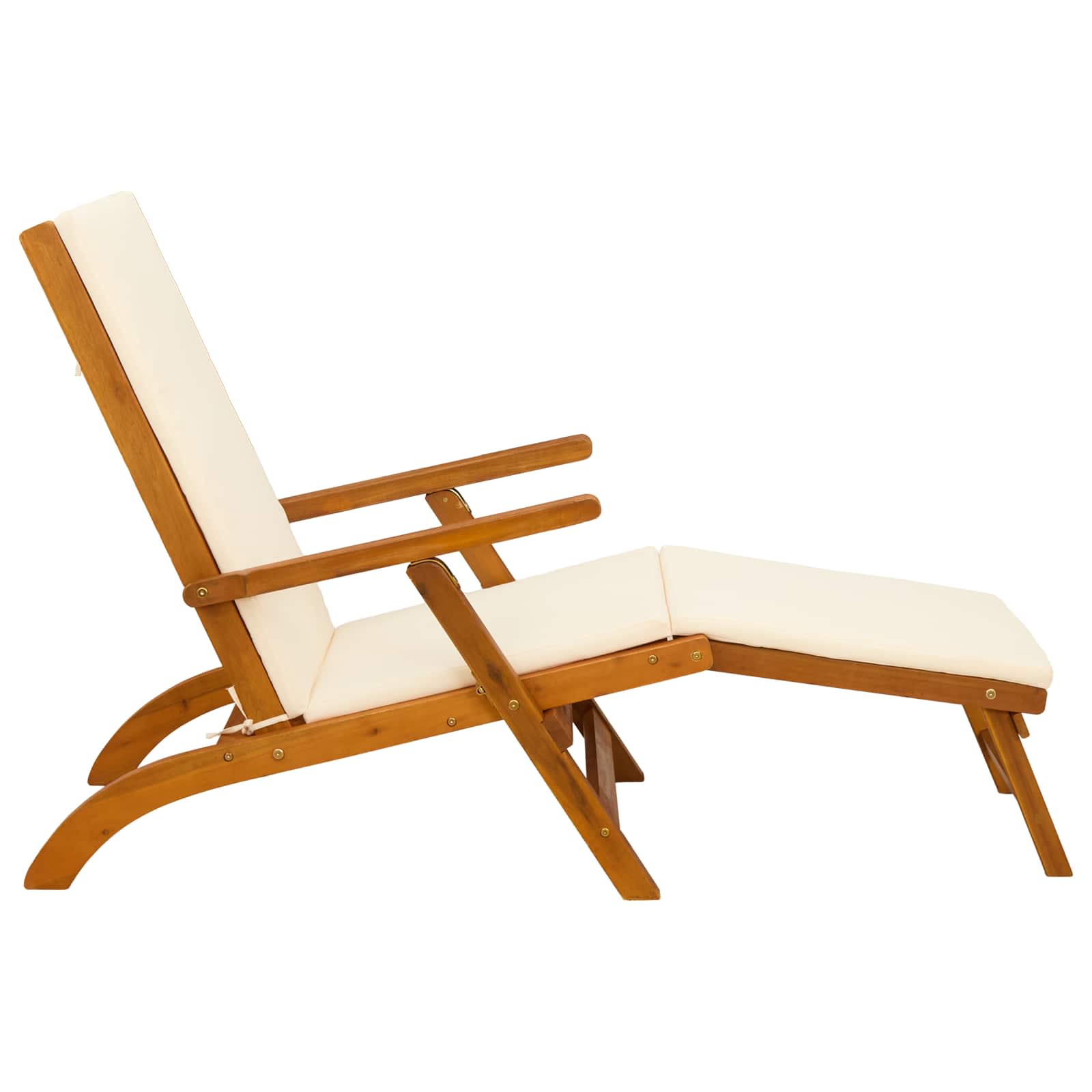 Reclining and Folding Sunlounger 2 pcs Solid Acacia Wood