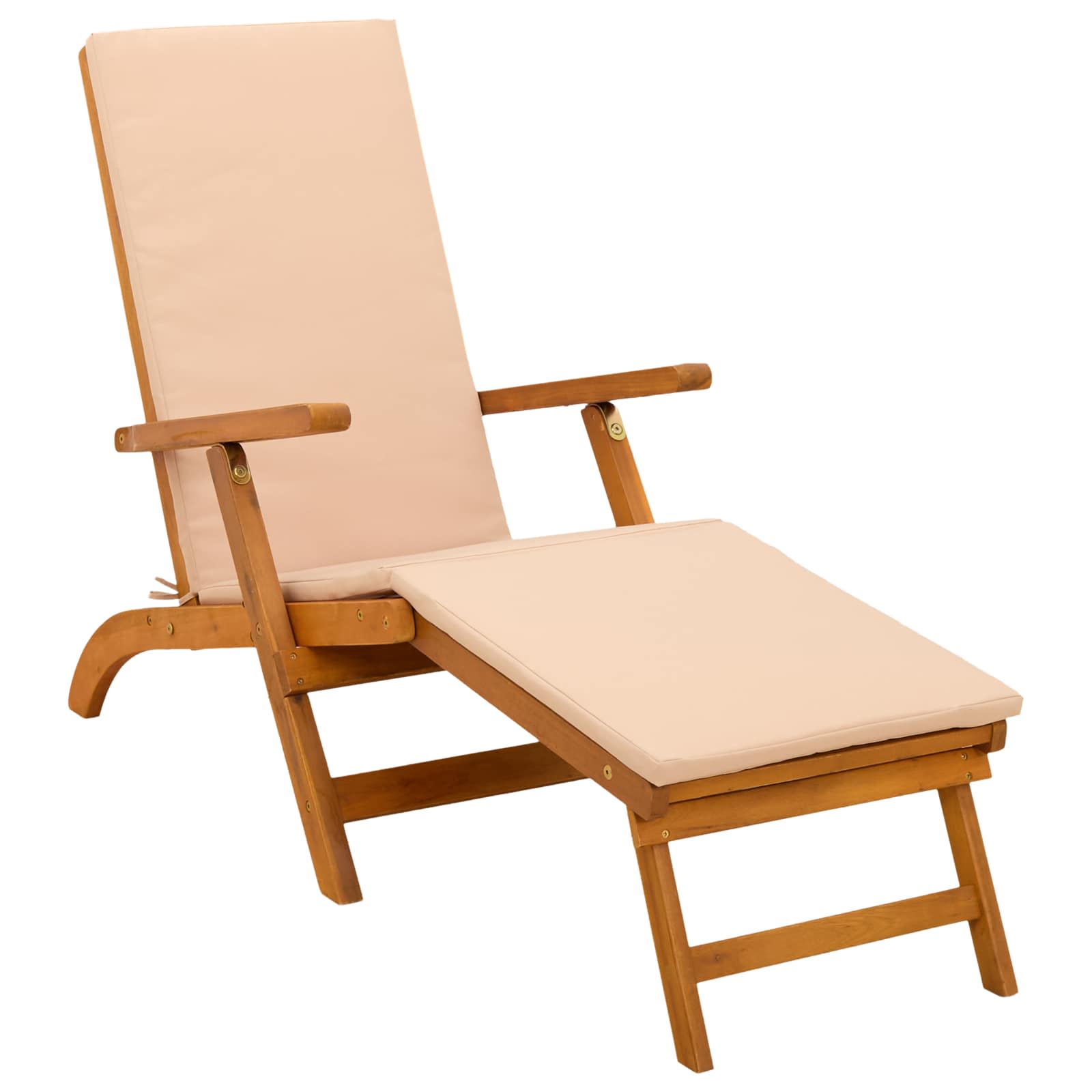 Reclining and Folding Sunlounger 2 pcs Solid Acacia Wood