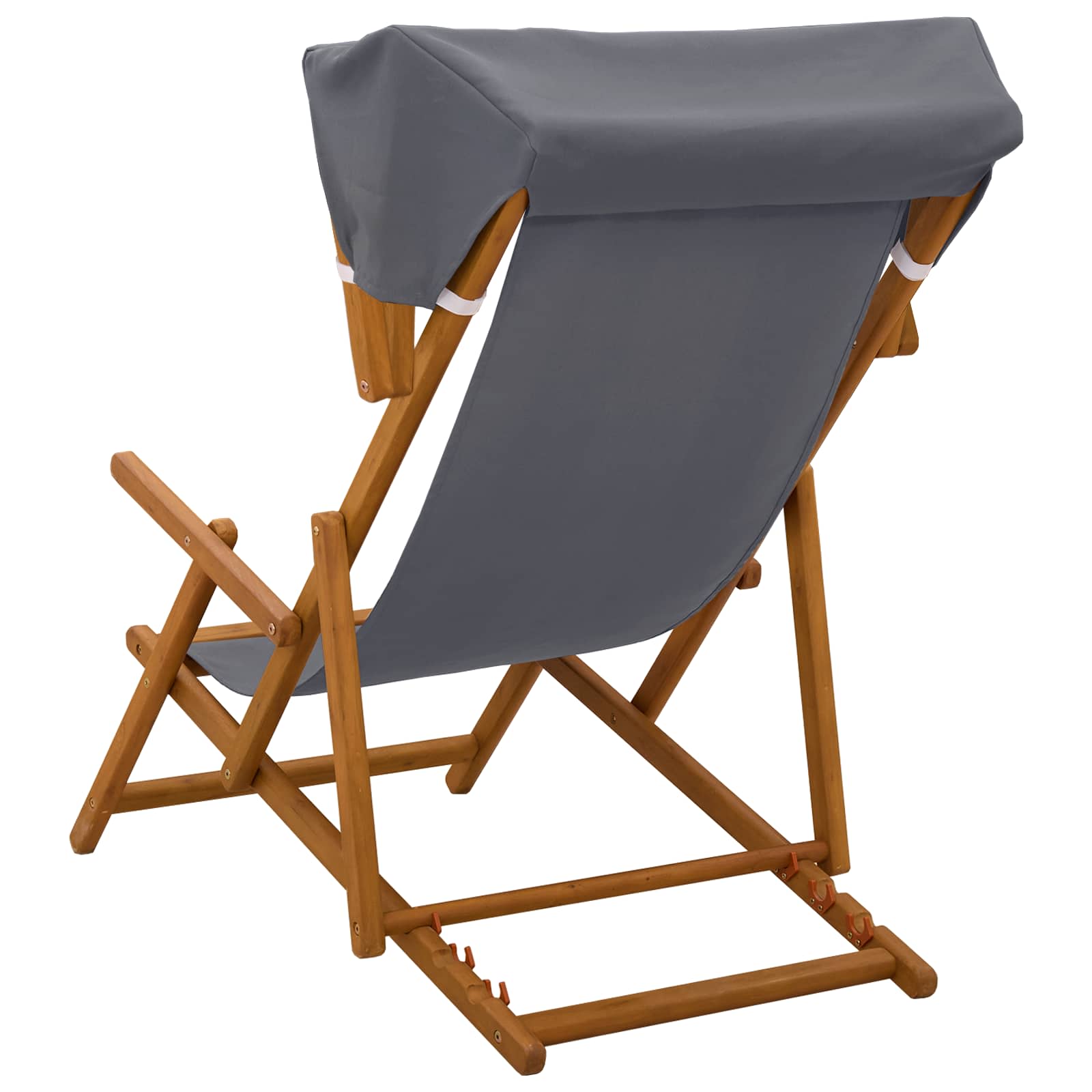 Deck Chair 3 Position Solid Eucalyptus Wood Grey
