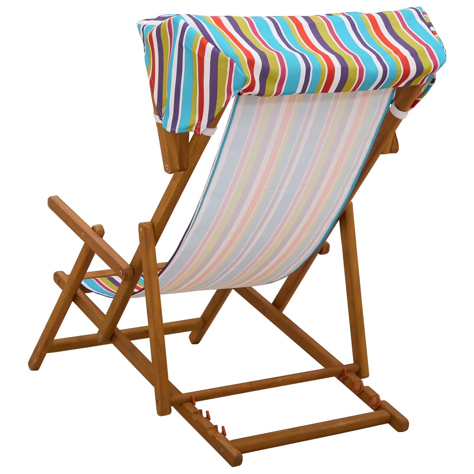 Deck Chair 3 Position Solid Eucalyptus Wood Multicolour