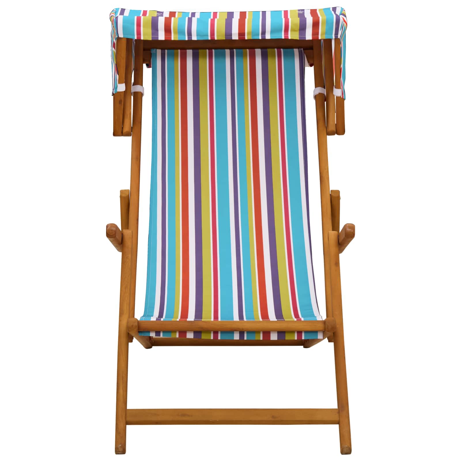 Deck Chair 3 Position Solid Eucalyptus Wood Multicolour