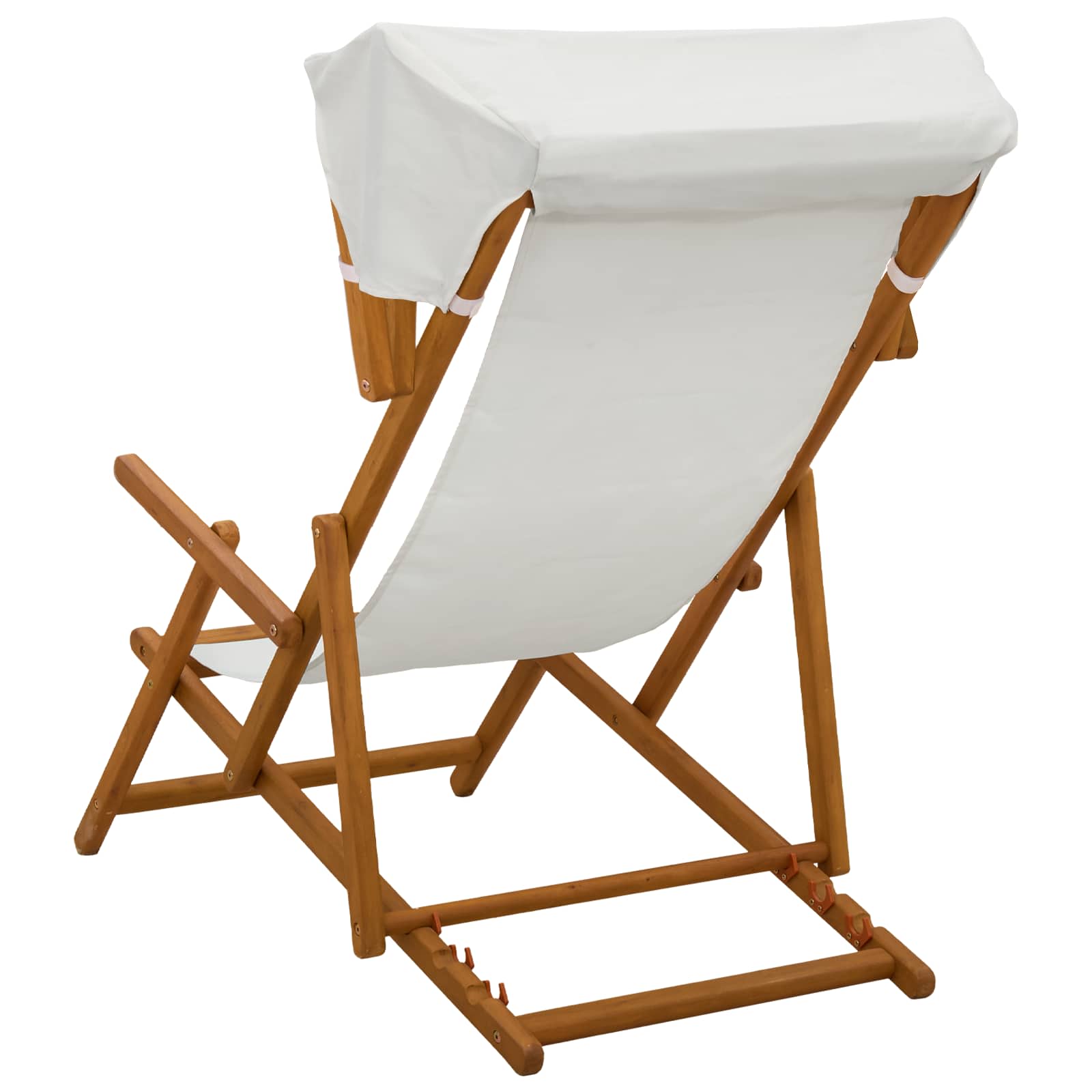 Deck Chair 3 Position Solid Eucalyptus Wood Cream