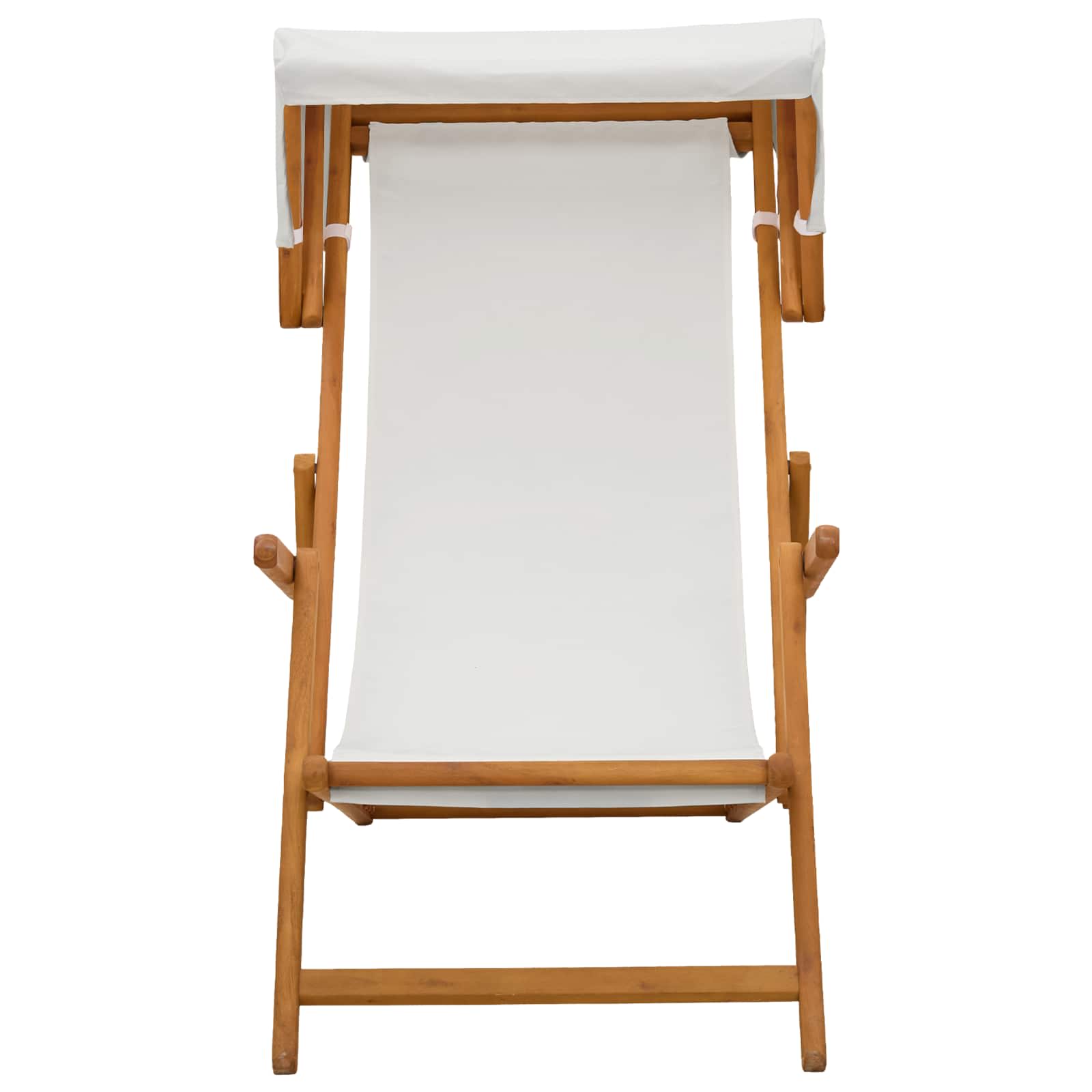Deck Chair 3 Position Solid Eucalyptus Wood Cream