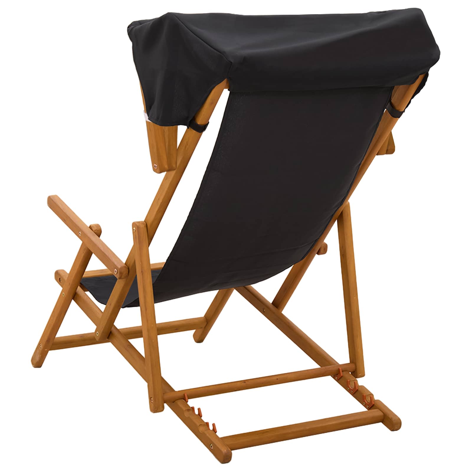 Deck Chair 3 Position Solid Eucalyptus Wood Black